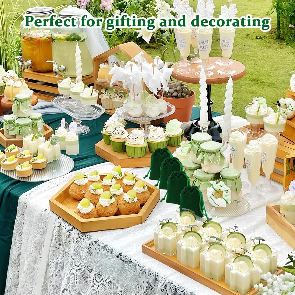 Shintop 10pcs Small velvet bags, 3x4inch Green Jewelry Pouches Drawstring Gift Packaging Cloth Dice Bags for Coins Small Business Party Favor