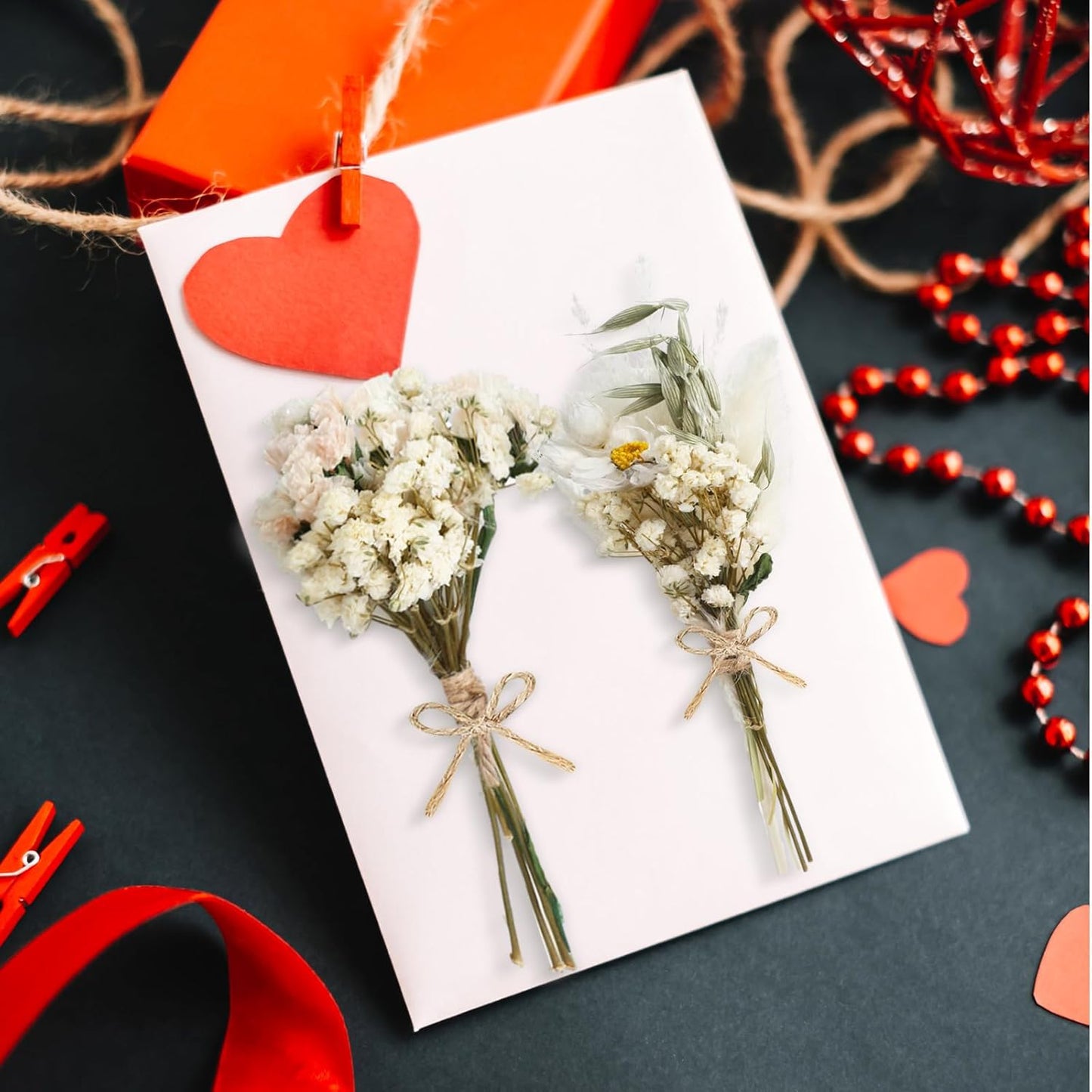 12/24 Pack Dried Flowers for Vase Various Mini Bouquet Dried Small Wildflowers Natural Real Flowers Bulk for Crafts DIY Wedding Decor (12, Plain Colour)