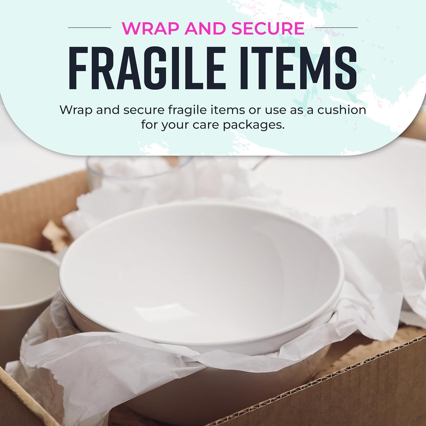 Bryco Goods 18”x1200” (100’) White Wrapping Paper – Kraft Paper Roll for Painting, Drawing, Banner, Bulletin Board, Easel Use, Floor Covering, Packaging, Shipping, Arts & Crafts – Made in USA