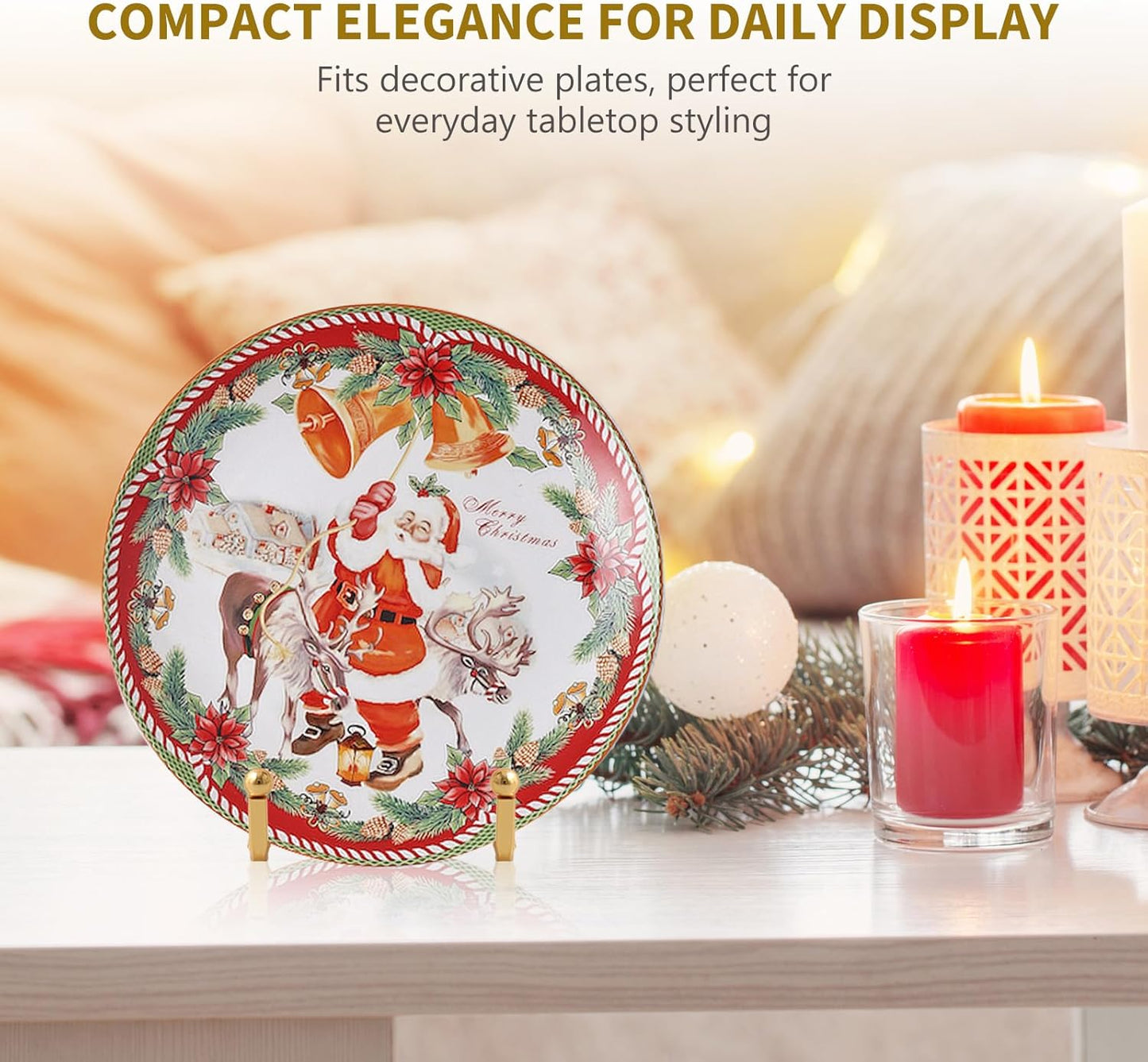 Plate Holder Easel Display Stand - 4.5 inch Metal Plate Stands for Display - Tabletop Picture Stand - Gold Iron Easels for Display Pictures | Photo Frames | Book | Decorative Plates | Plaque -4 Pack