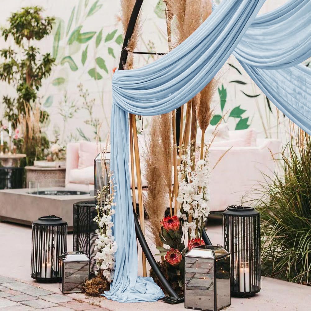 Wedding Arch Draping Fabric 1 Panel 30'' x 18FT Baby Blue Sheer Chiffon Arch Drapery for Photo Booth Bridal Shower Baby Shower Church Decor Newborn Photography Christening Outdoor Party