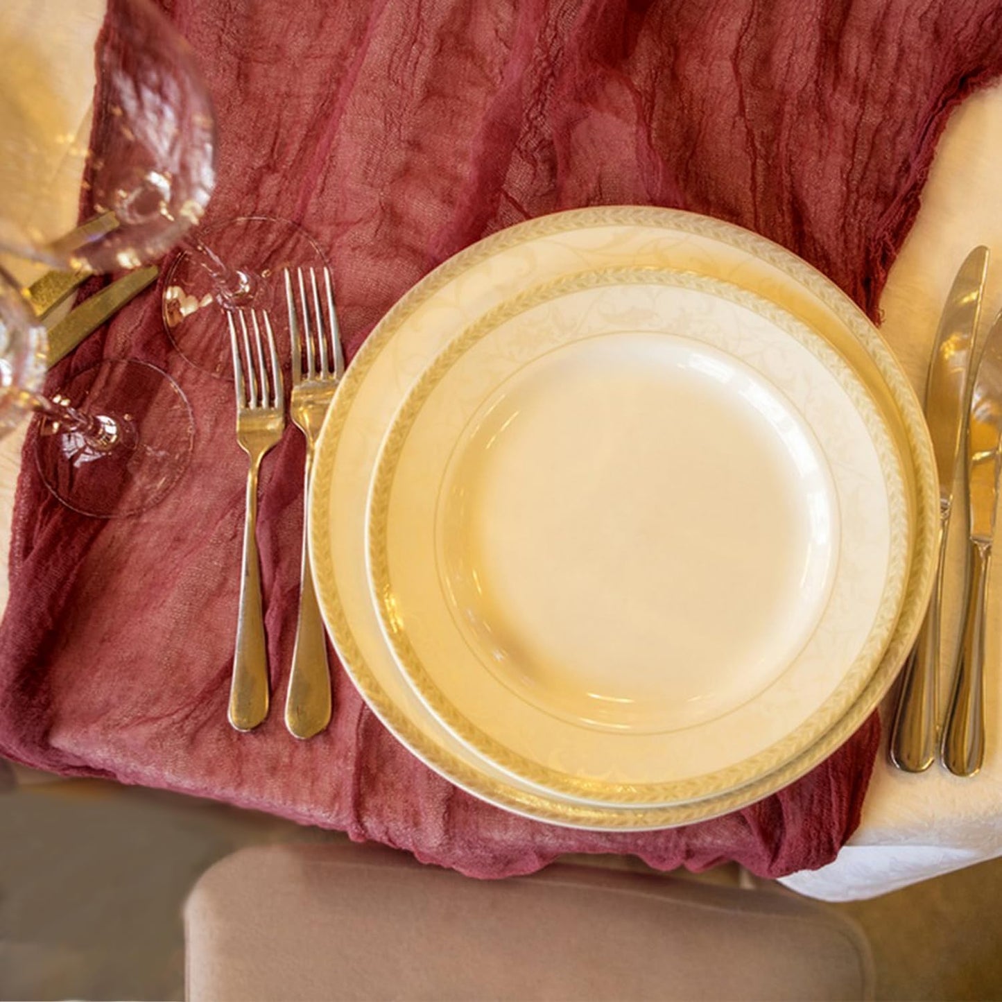 6 Pack Cheesecloth Table Runner 10Ft Christmas Gauze Boho Table Runners for Wedding Decor Bridal Shower Decorations Baby Shower Party(35" x 120")