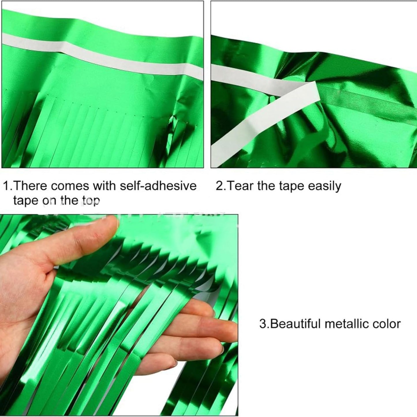 4 Pack Metallic Foil Fringe Tinsel Table Skirts,29x108 Inch Party Disposable Table Skirt Banner for Hotel Banquet Parade Floats Mardi Gras Holiday Birthday Wedding New Year Party Decoration(Silver)