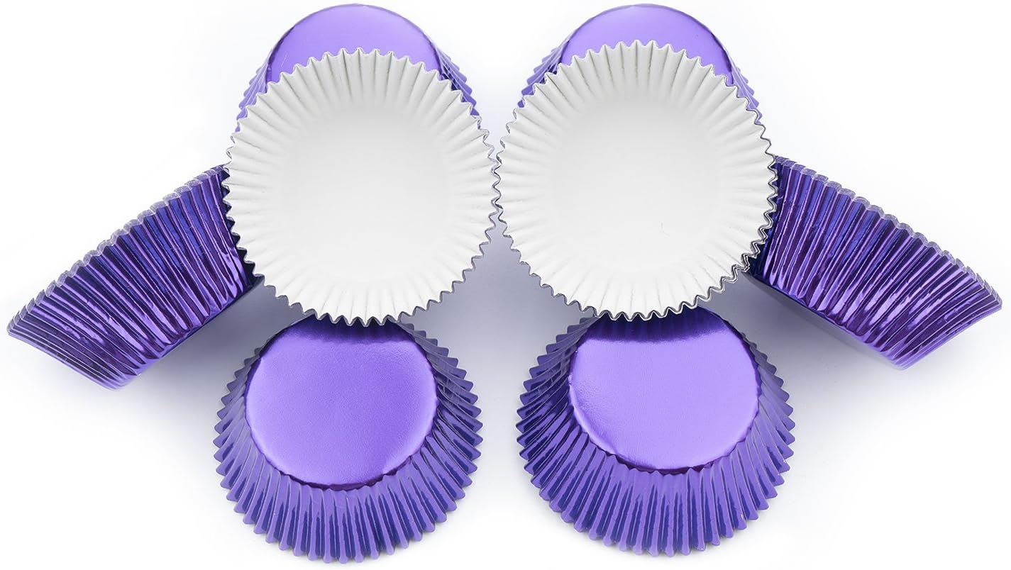 Gifbera Purple Foil Cupcake Liners - Standard Size Metallic Muffin Baking Cups/Cases, 200-Count