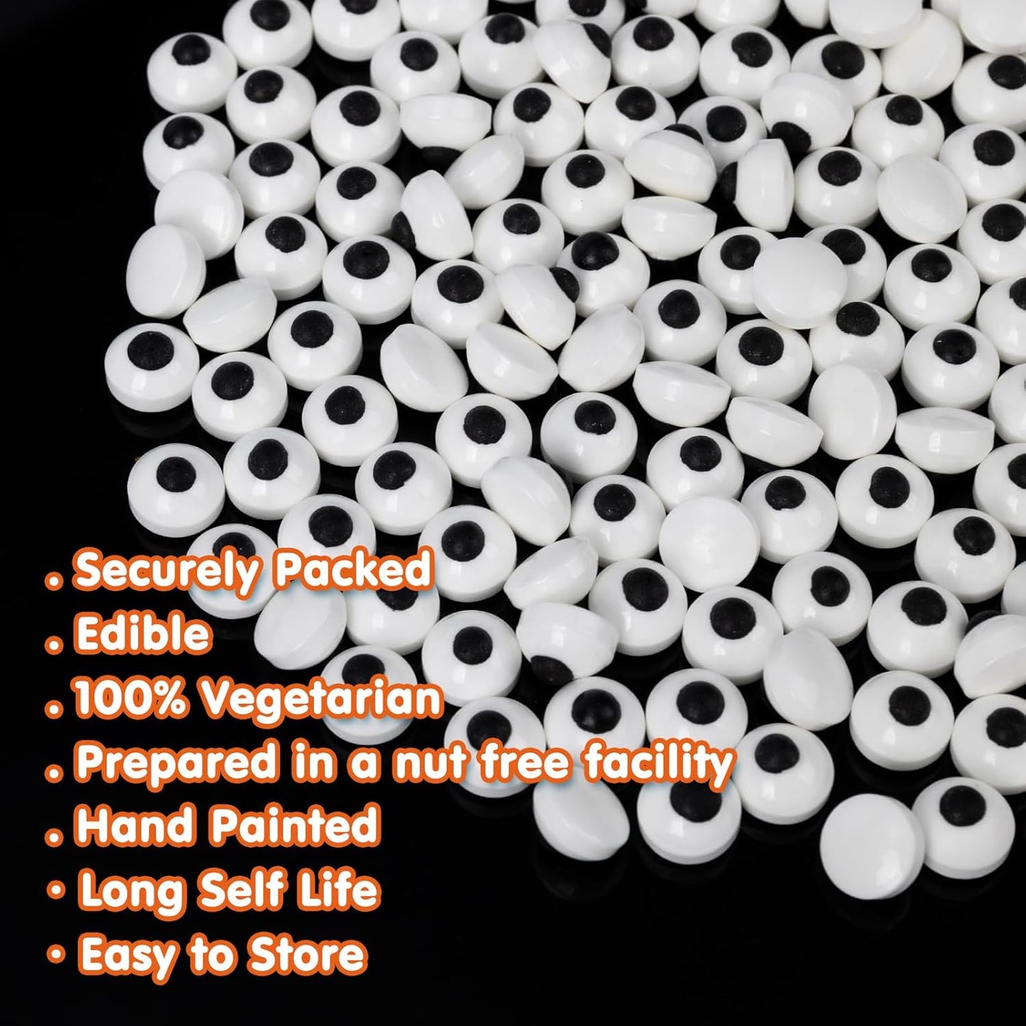 Edible Eyes Sprinkles for Cake Decorating,130g,Small Candy Eyeballs Eyes,Black and White Sugar Sprinkle for Halloween Dessert Backing,1 cm Eyeball Sprinkles for Cupcake Toppers Chocolate Cookie Donut Decoration,Birthday Holiday Children's Party Supplies