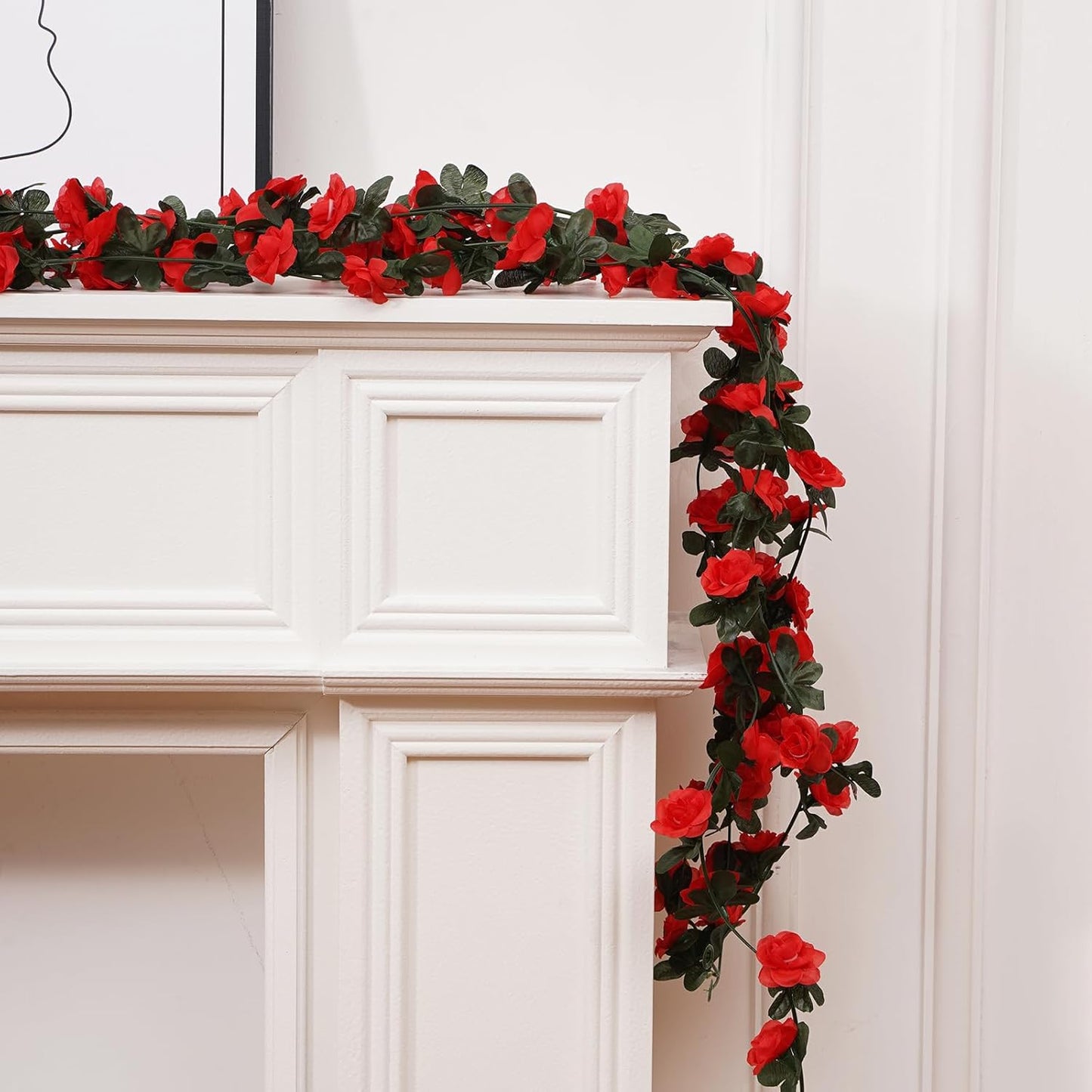 5 Pcs 41FT Flower Garland, Artificial Rose Garland Flowers Plants Fake Flower Hanging Rose Ivy, Birthday Party Valentine's Day Wedding Wall Arch Decor(Red)