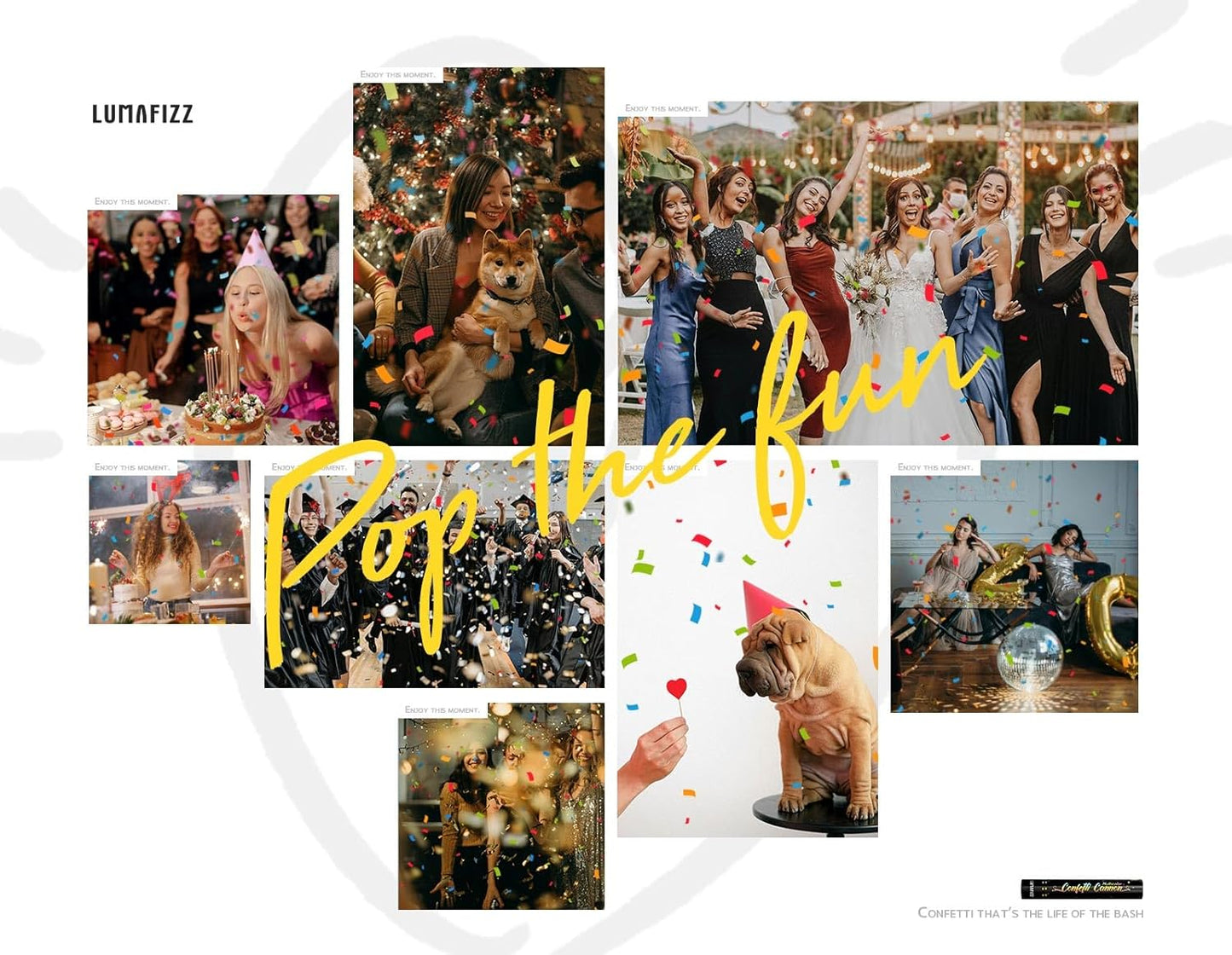 12 InchConfetti Biodegradable [6 Pack Confetti Cannons | Multicolor Confetti Poppers for Wedding Celebration, Birthday PartyChristmas Eve and New Year Celebration (black)