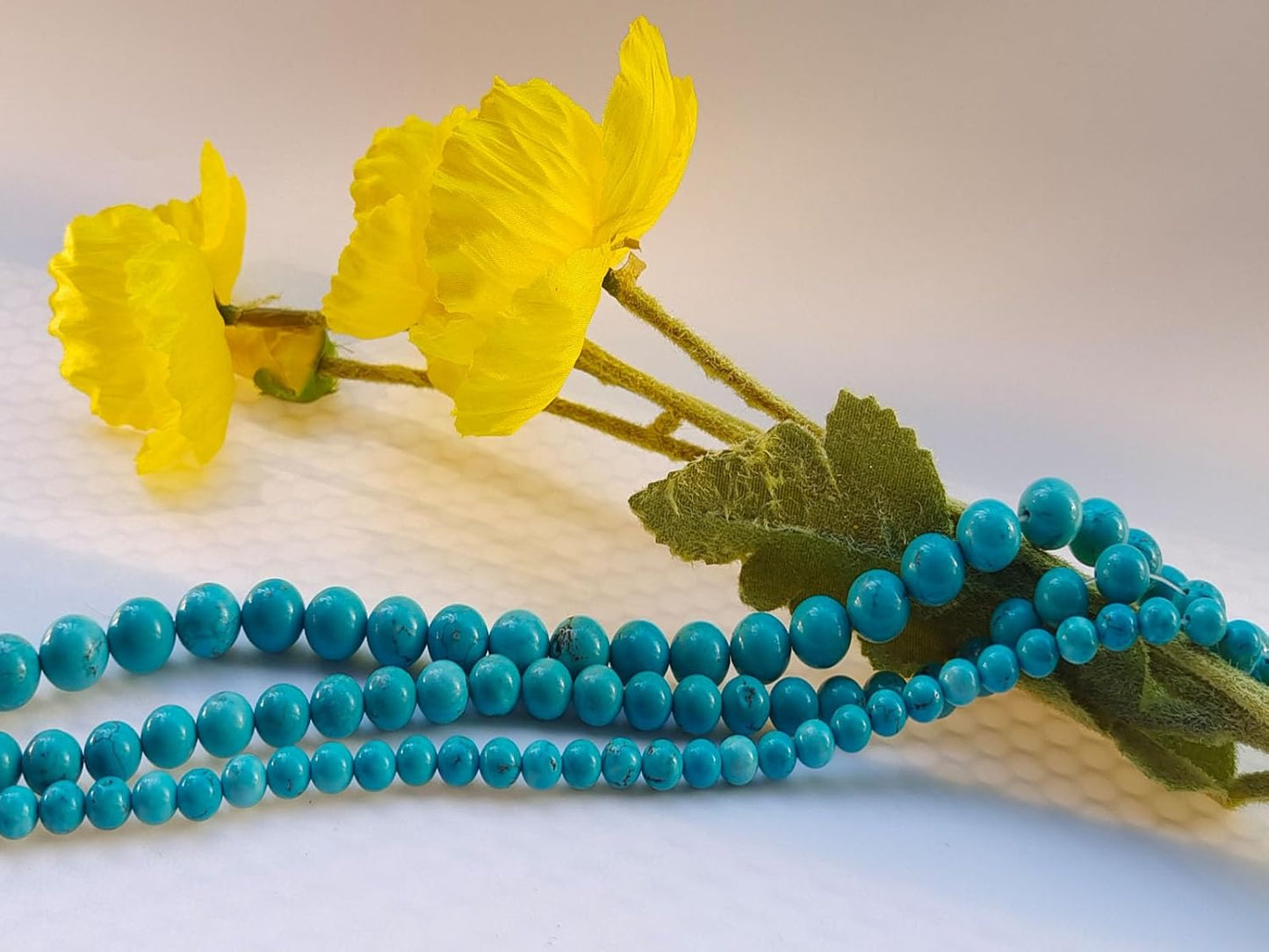 Stone Beads 6mm 140pcs Blue Turquoise Beads Round Loose Gemstones Beads for Bracelet Necklace Jewelry Making (6mm, 60625 Blue Turquoise)