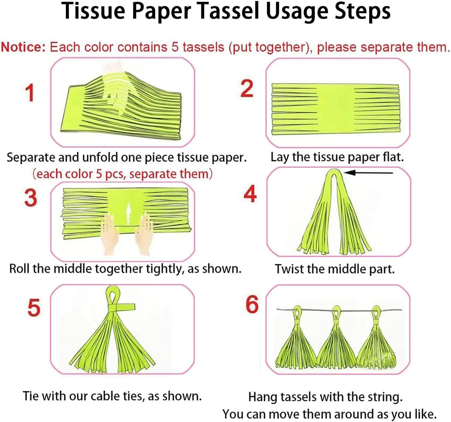 Pink and Orange Paper Tissue Tassel Garland Banner for Pink and Orange Decorations,Rose red Pink and Orange,15 Pcs