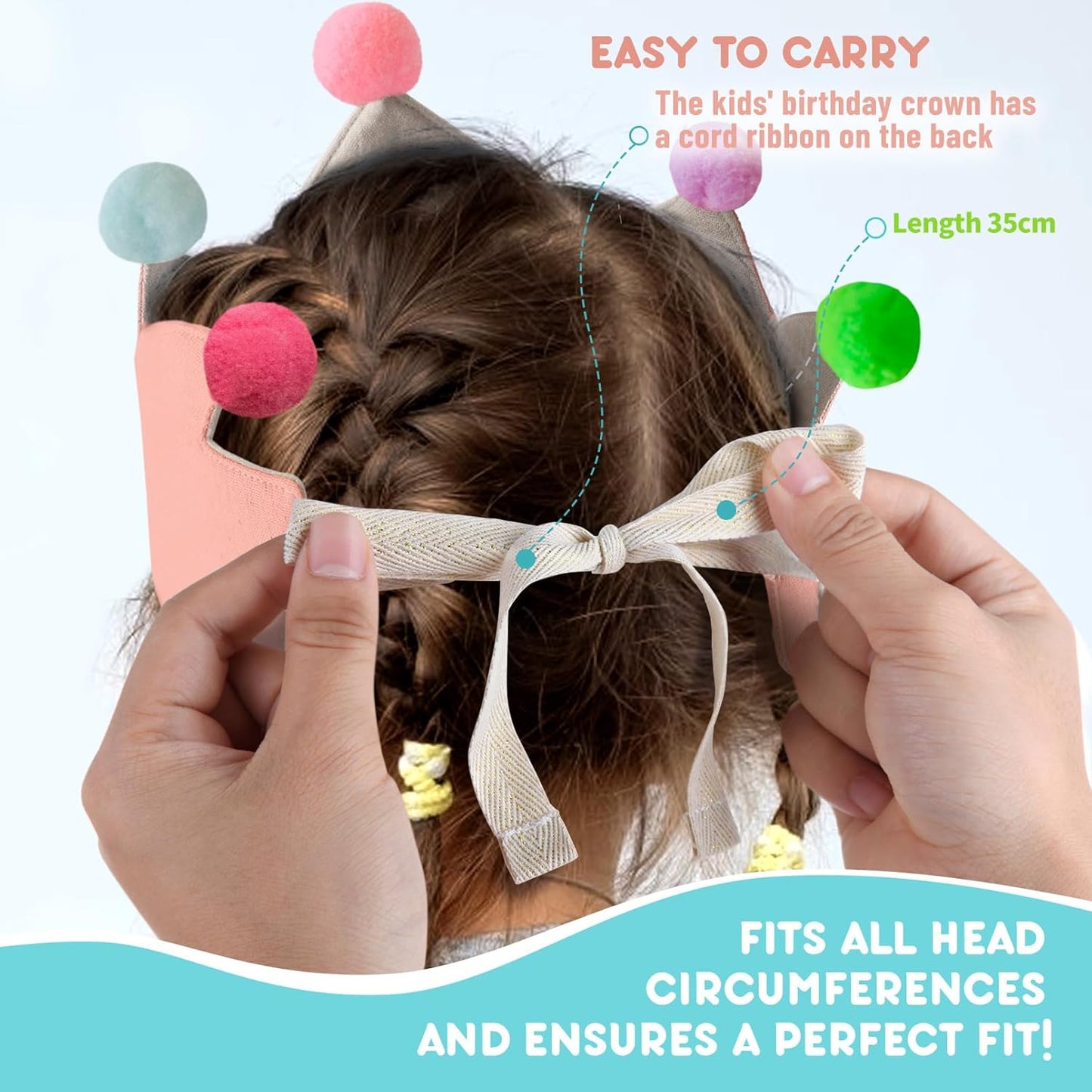 Reusable Birthday Crown with Numbers,Kids Birthday Hat Fabric Crown Pertain Kids Boy Toddler Girl Baby Bday Hats