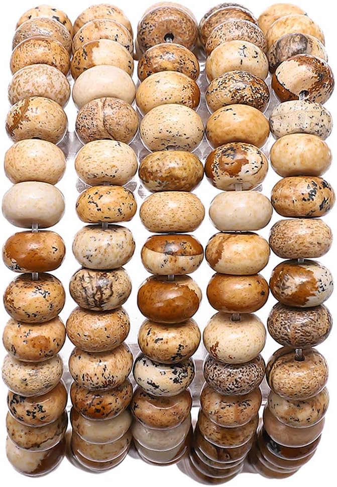 Natural Brown Picture Jasper Stone Rondelle 5x8mm Loose Semi Gemstone Beads for Jewelry Making 38cm