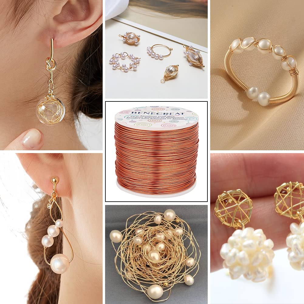 BENECREAT 20 Gauge 770FT Aluminum Wire Anodized Jewelry Craft Making - Beading Floral Florist for Gem Wrapping, Plant Gardening, Festival Jewelry Craft Making, Copper Tone