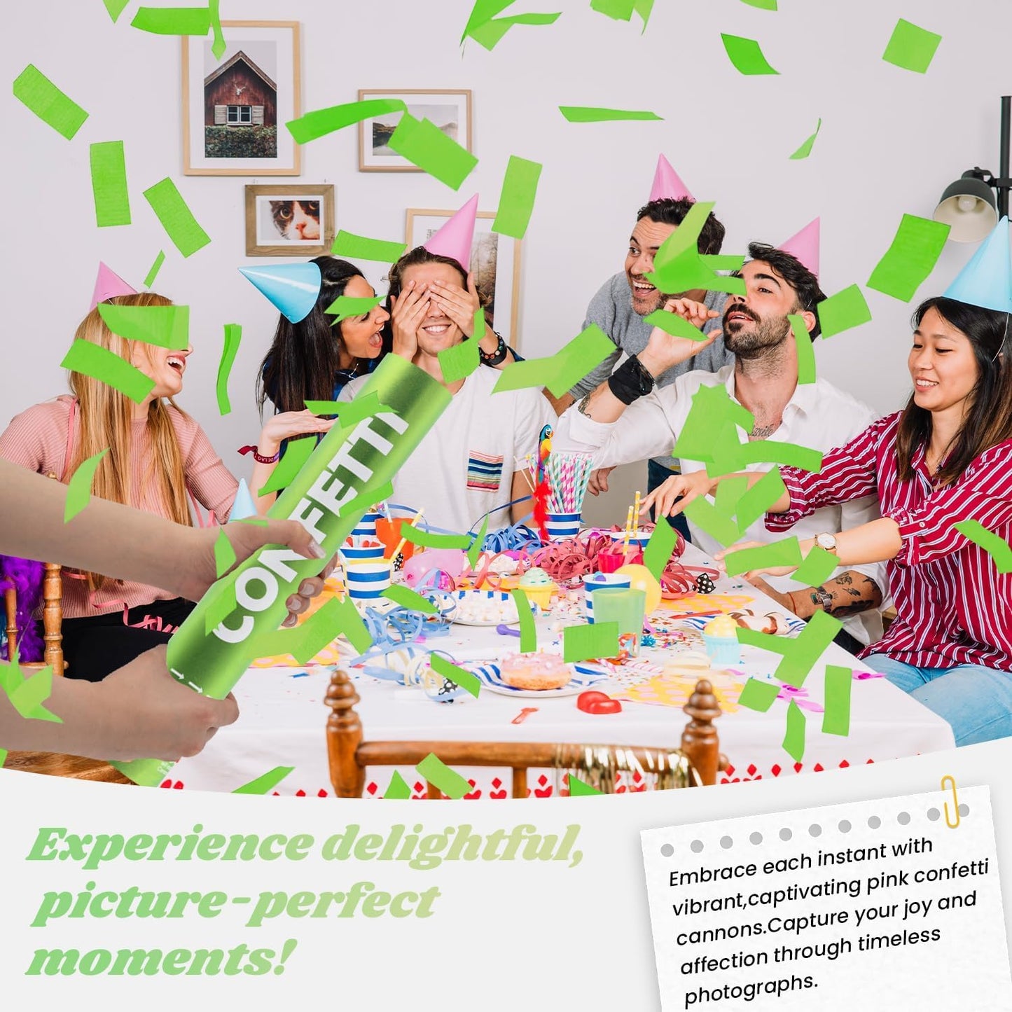 Confetti Cannon Green Biodegradable Confetti Poppers 12Pack Party Poppers Confetti Shooters Green Sticks for Wedding Graduation Engagement Anniversary Bridal Shower Valentines Day Birthday