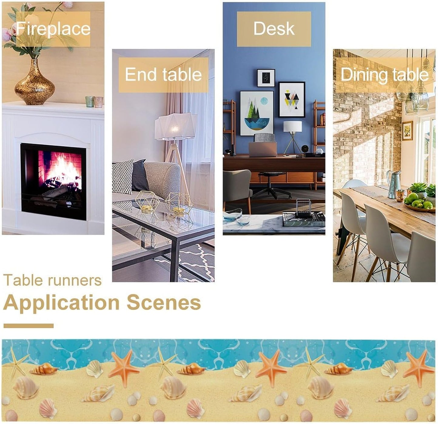 Sea Turtle Table Runner Marine Life Starfish Nautical Blue Green Ocean Theme Kitchen Table Decorations for Indoor Outdoor Home Party Decorations 13x36 Inch