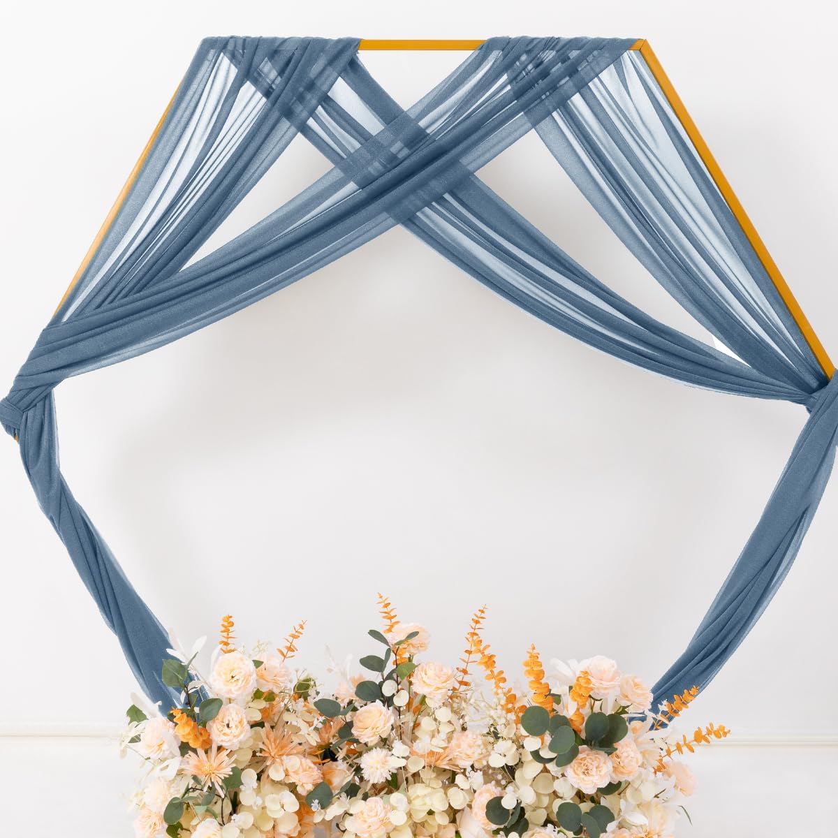 MLMC Dusty Blue Wedding Arch Draping Fabric 4 Panels 29" x 20 FT Extra Long Gauze Drapes Sheer Backdrop Curtains 6.6 Yards Outdoor Drapery Panels for Wedding Ceremony Party Ceiling Decoration