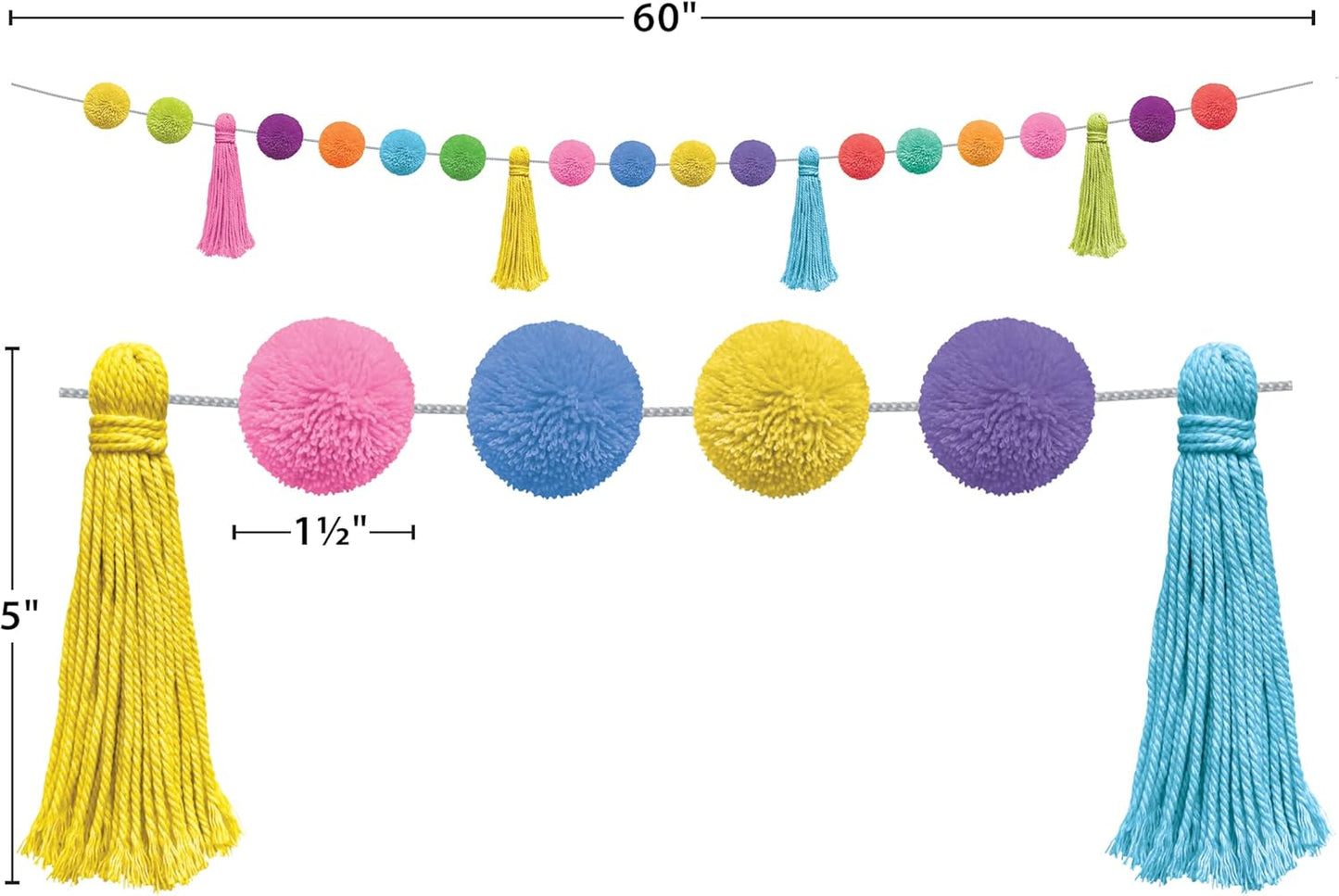 Teacher Created Resources Colorful Pom-Poms and Tassels Garland