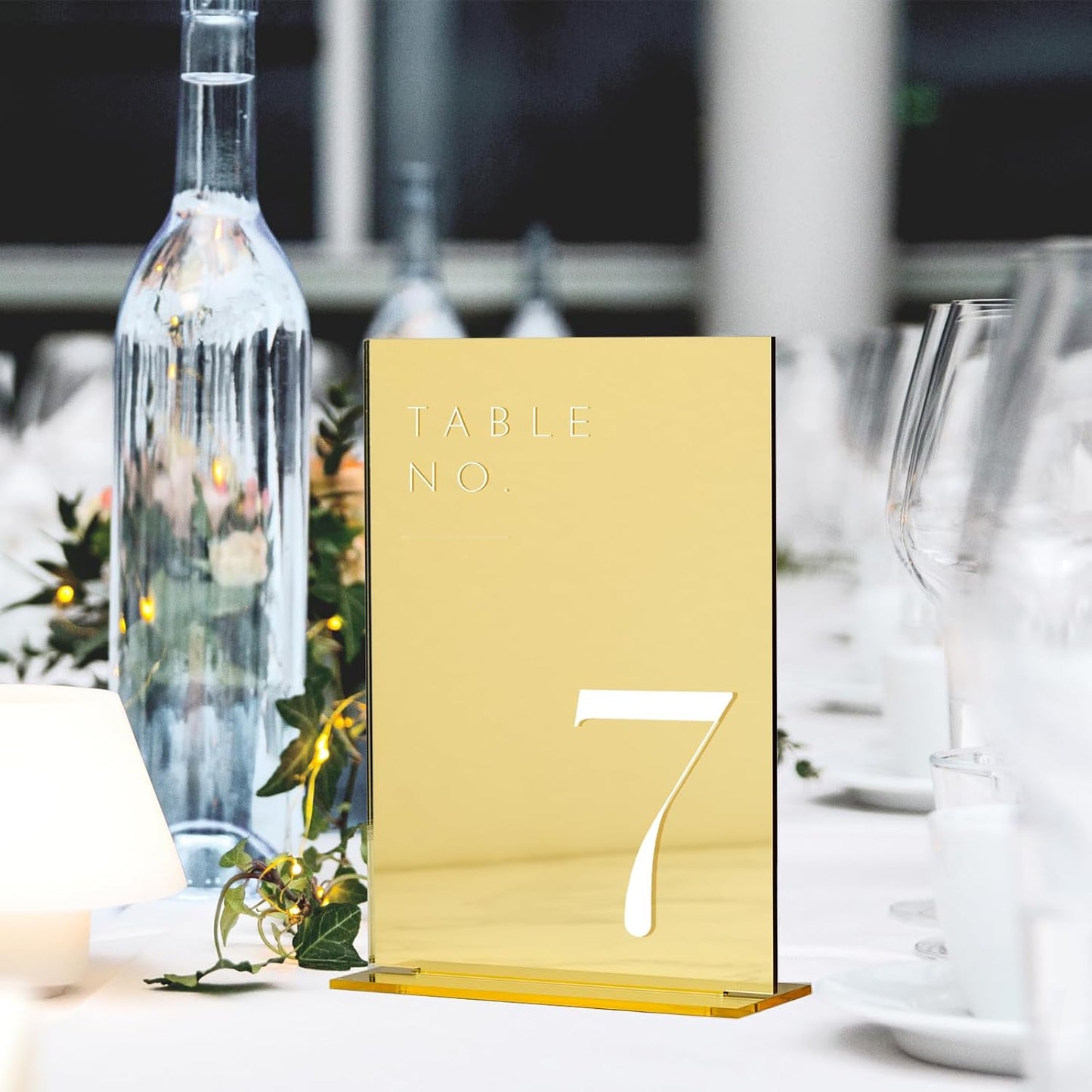 JINMURY Gold Wedding Table Numbers 1-15 with Stands, 5"x7" Gold Mirror Acrylic Table Numbers, Perfect for Wedding Reception, Party, Anniversary, Event