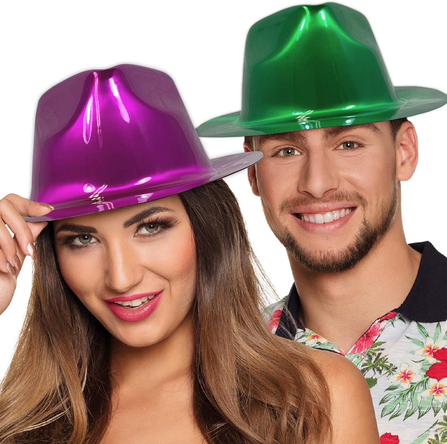 AnapoliZ Party Gangster Hats 24 pcs | New Year’s Celebration Hats | Metallic Colors Assorted | Plastic Fedora Party Hats for Kids, Adults | Costume, Dress Up, Photo Booth, Happy New Year Parties