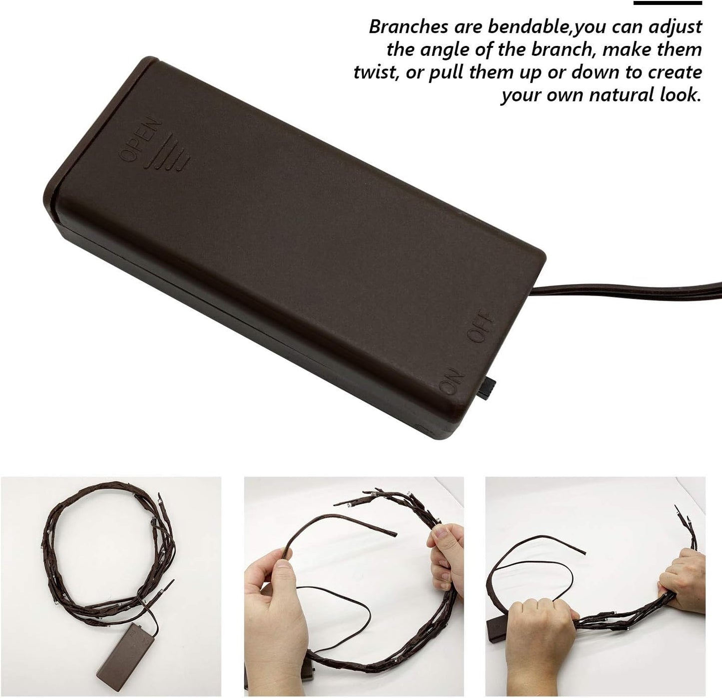 Led Branch Light Battery Operated Lighted Branches Vase Filler Willow Twig Lighted Branch 30 Inch 20 LED for Christmas Home Party Decoration Indoor Outdoor Use Pack of 2 White