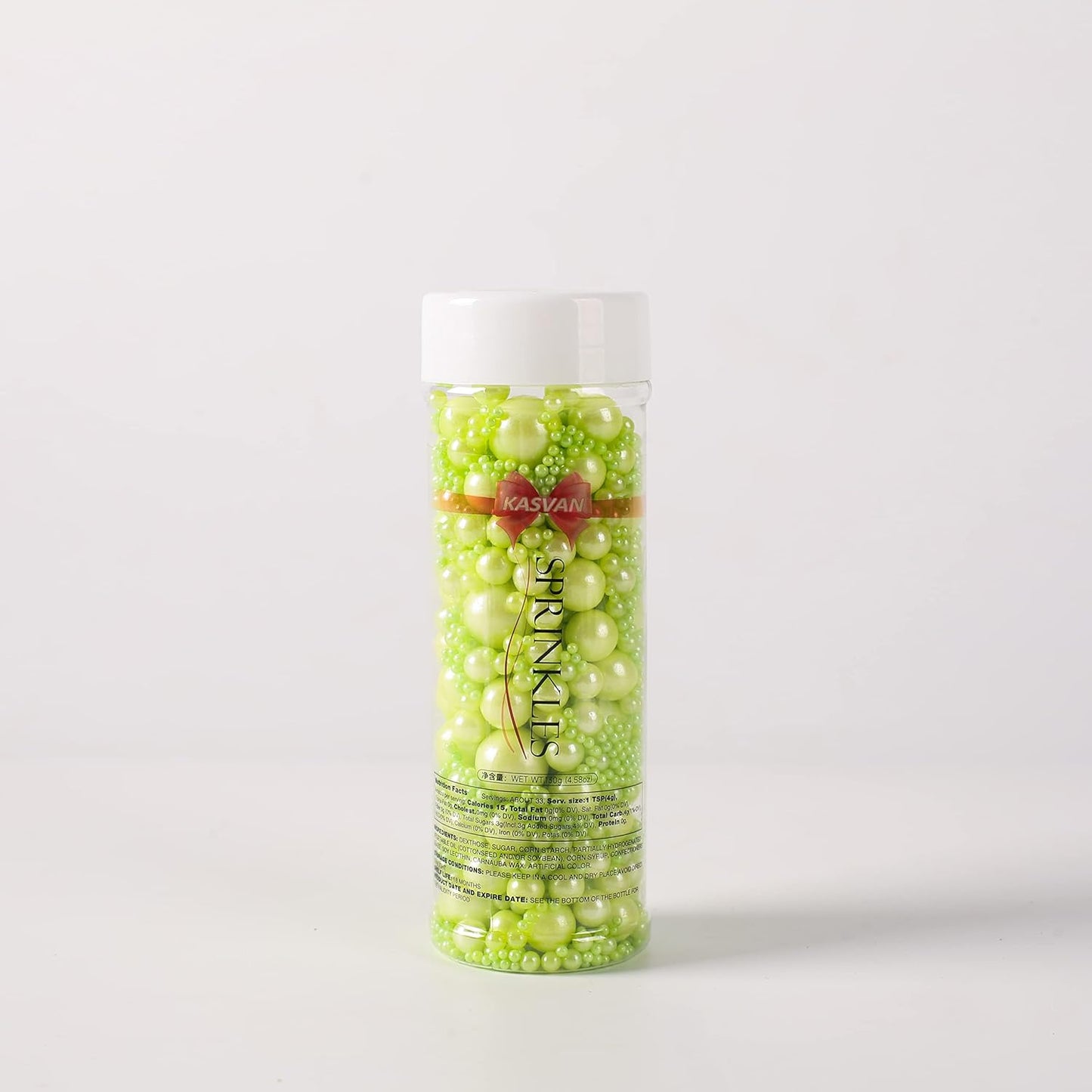 Kasvan Halloween Green Pearl Sugar Sprinkles - Edible Candy Pearls 130g/4.58 Oz, Mix Size, Baking Cake Decorations, Ice Cream Toppings and Cookie Decorating, Wedding Party Chirstmas Supplies