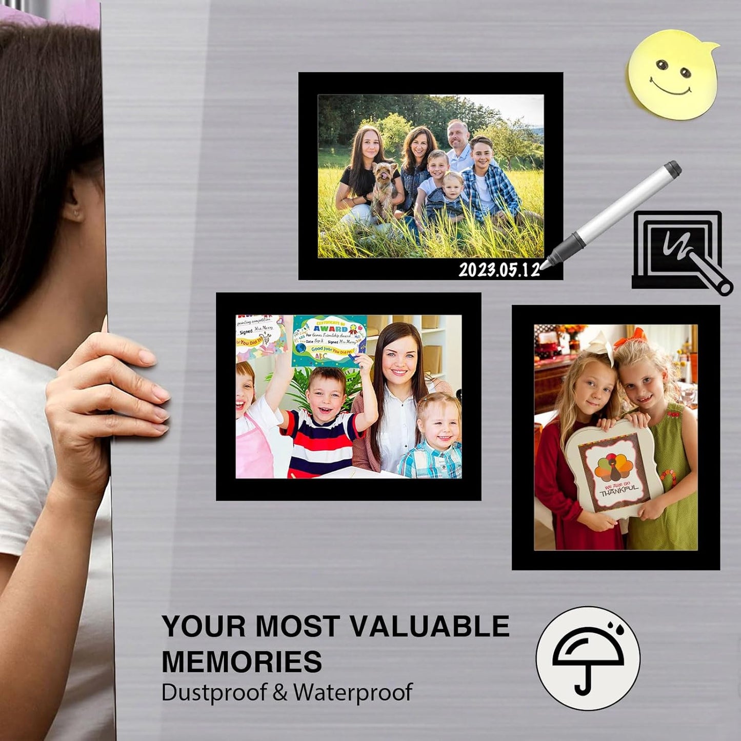 Magnetic Picture Frames with Black Border(3.5"X5",10 Pack),Magnet Photo Frame Pockets/Holder,Decorations for Home/Office/School/Classroom/Party