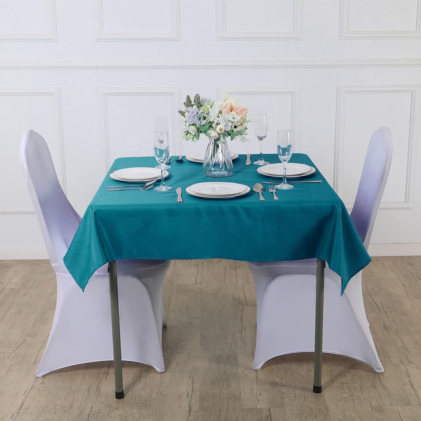 Cupuamon Square Tablecloth 70x70 inch Washable Polyester Fabric Table Cloth for Wedding Party Dining Banquet Decoration(70x70,Caribbean Blue)