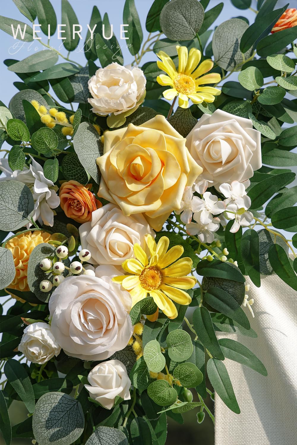 Artificial Wedding Arch Flowers Kit(Pack of 2) for Wedding Arch, Bridal Shower, Ceremony and Reception Backdrop Decoration (Gentle Creamy Yellow)