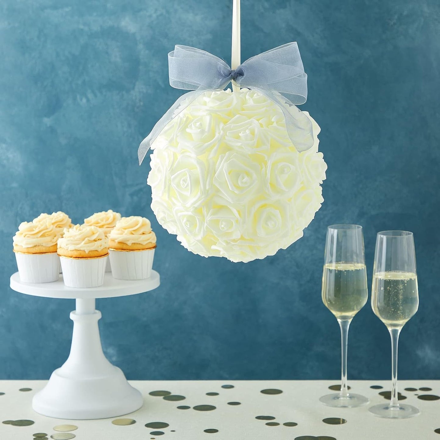 Juvale Centerpiece Table Decorations Ivory Artificial Roses - 100-Pack 3-Inch Foam Heads - Fake Flowers in Vase & Flower Decor - Wedding Table Decor & DIY Crafts