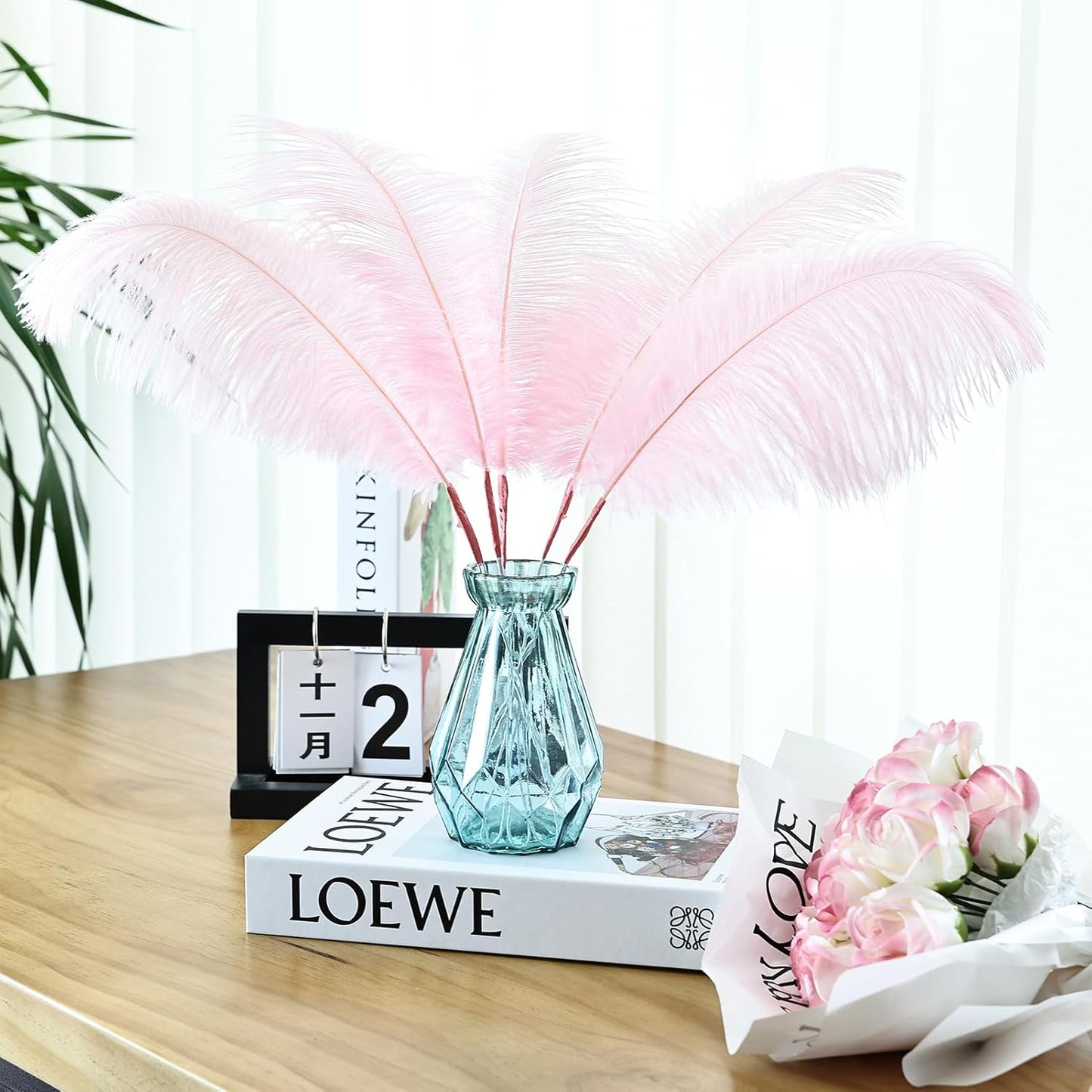 Bulk Pink Ostrich Feathers - 12pcs 12-14inch Crafting Supplies for Centerpiece Table Decorations