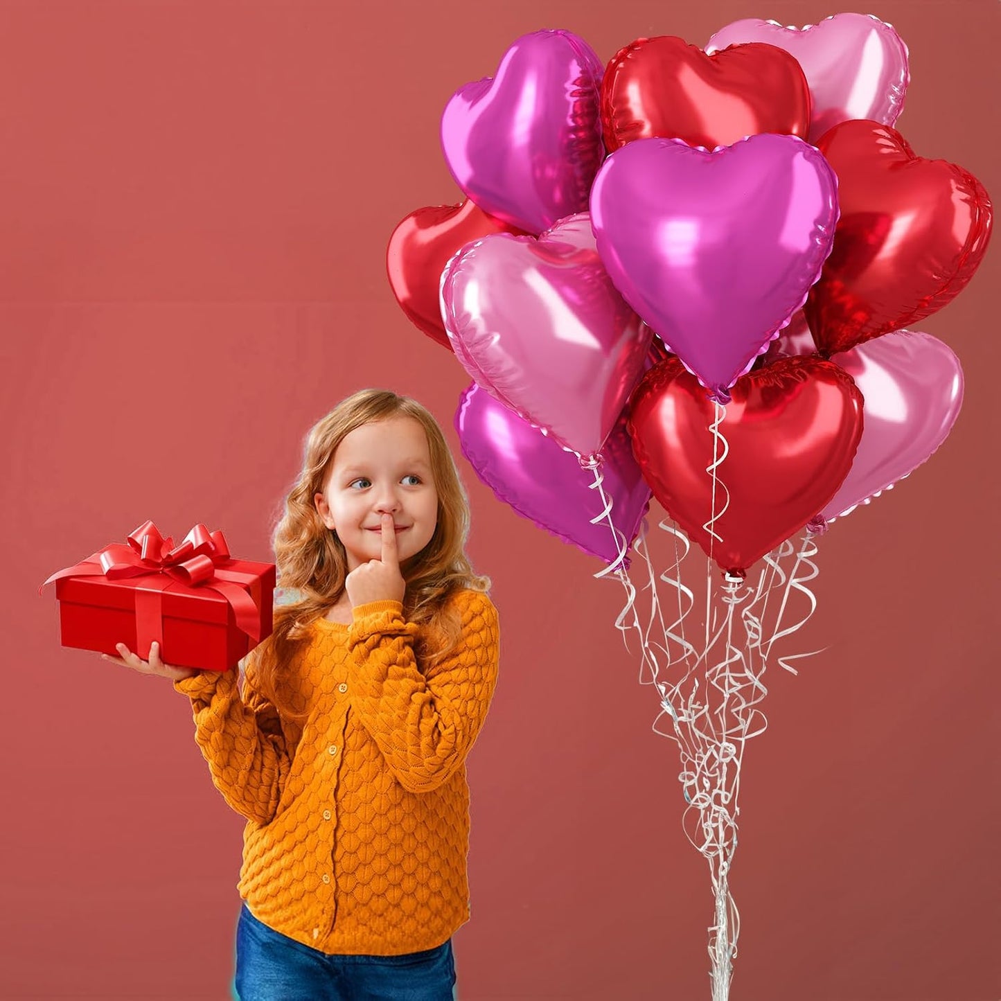 TAOYE Hot Pink Foil Heart Balloons, 18 Inch 12 Pcs Red and Pink Mylar Heart Shape Balloons Large Hot Pink Light Pink and Red Heart Balloons Party Decoration for Birthday Weding Anniversary Valentine