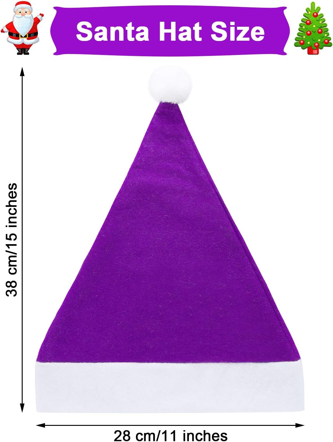 SATINIOR 12 Pieces Santa Hats Christmas Non Woven Fabric Hat for Holidays Xmas Party Supplies