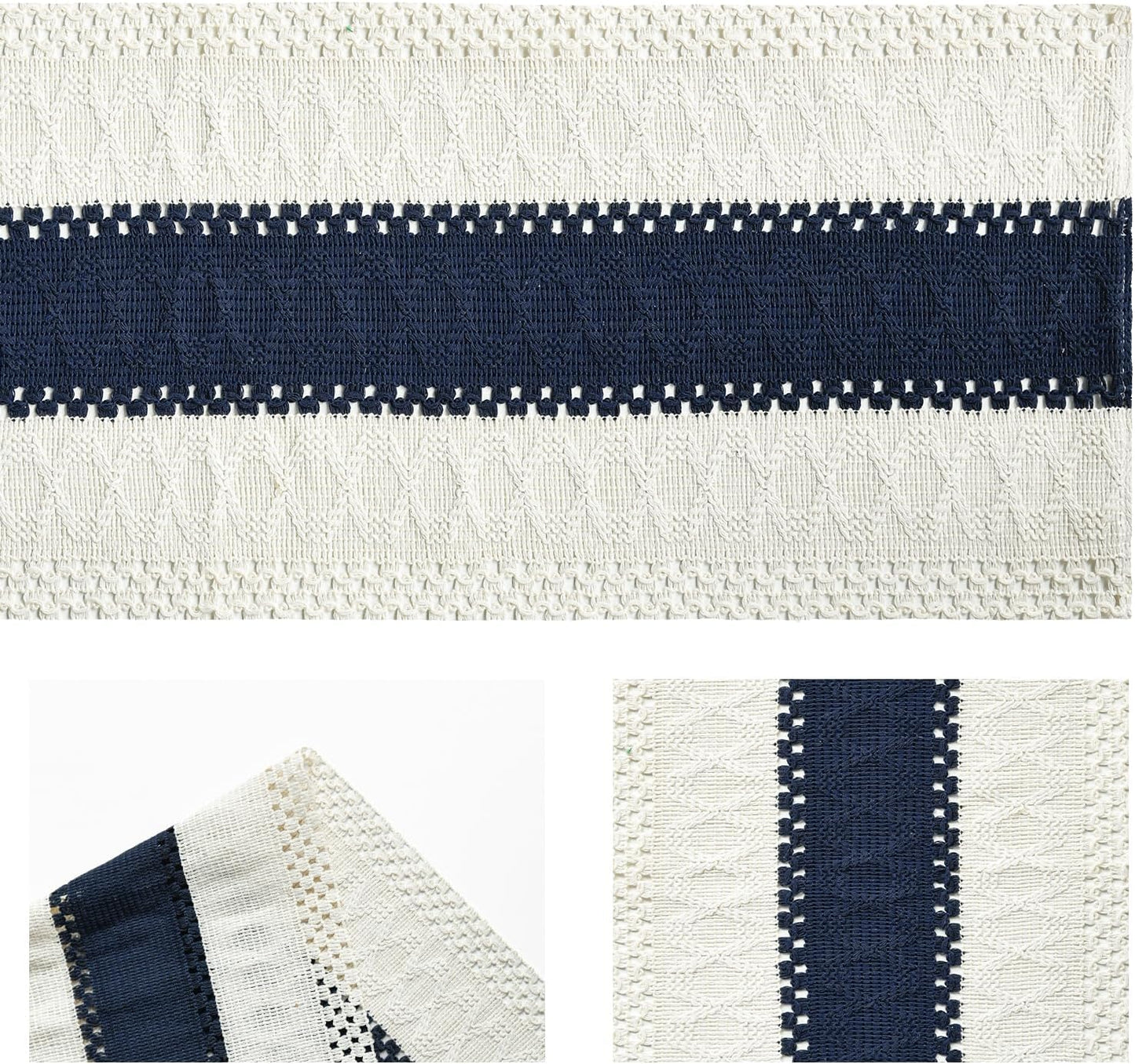 Artoid Mode Dark Blue Farmhouse Rustic Table Runner, Seasonal Holiday Hollow Kitchen Dining Table Decoration for Home Party Decor 12x60 Inch