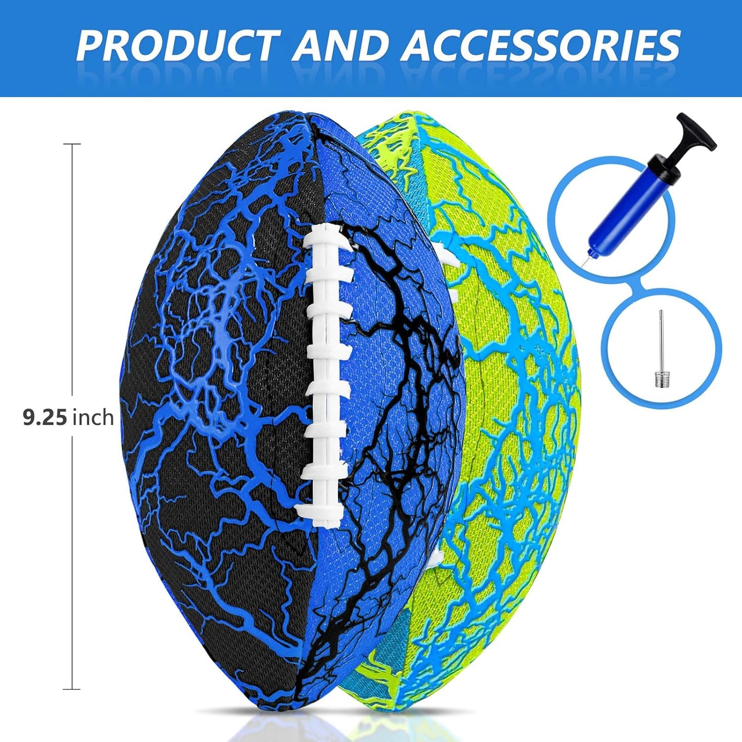 Jasonwell Pool Beach Water Football - 2Pack Strong Grip Waterproof Football for All-Weather Play Pool Toys Beach Games Outdoor Sports Toy Christmas Birthday Gifts for Kids Boys Teens Adults