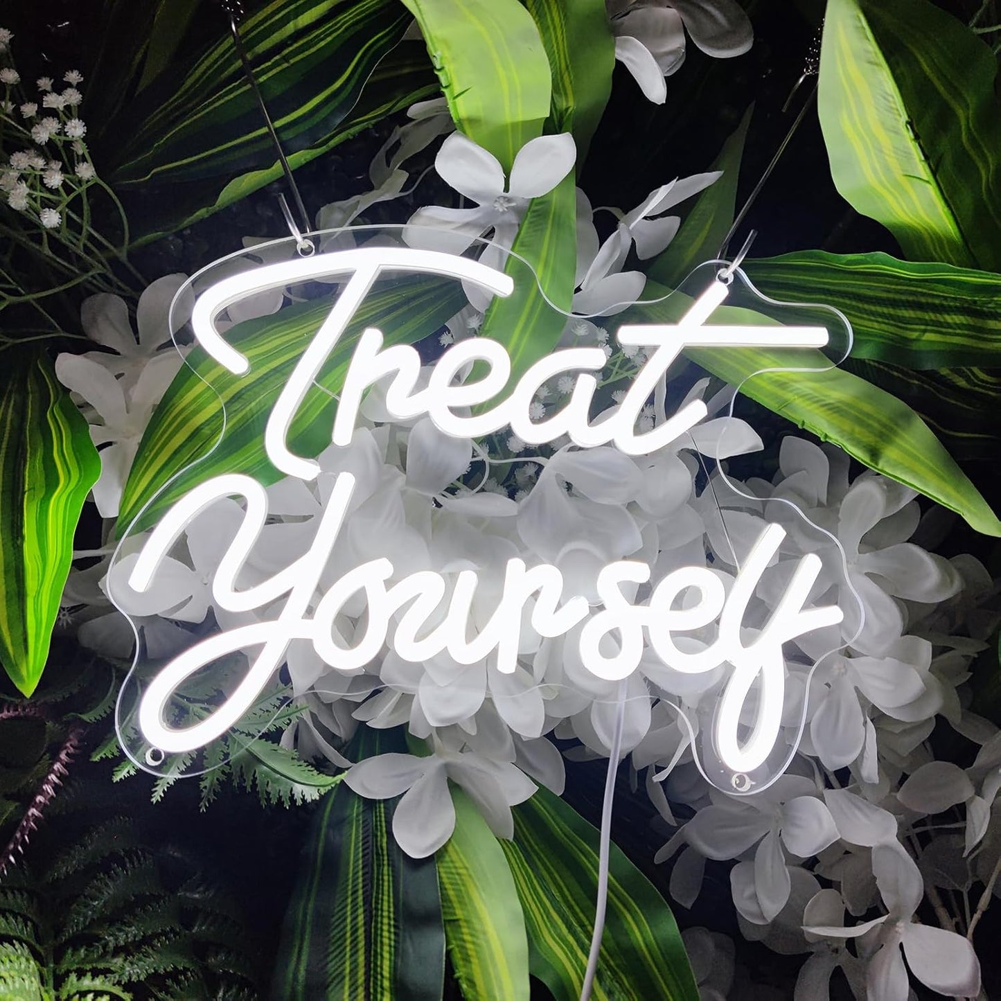 Treat Yourself Neon Sign Treat Yourself Sign for Bedroom Wall Wedding Sign Room Decoration Birthday Party Decoration, 12.9" x 9.6"