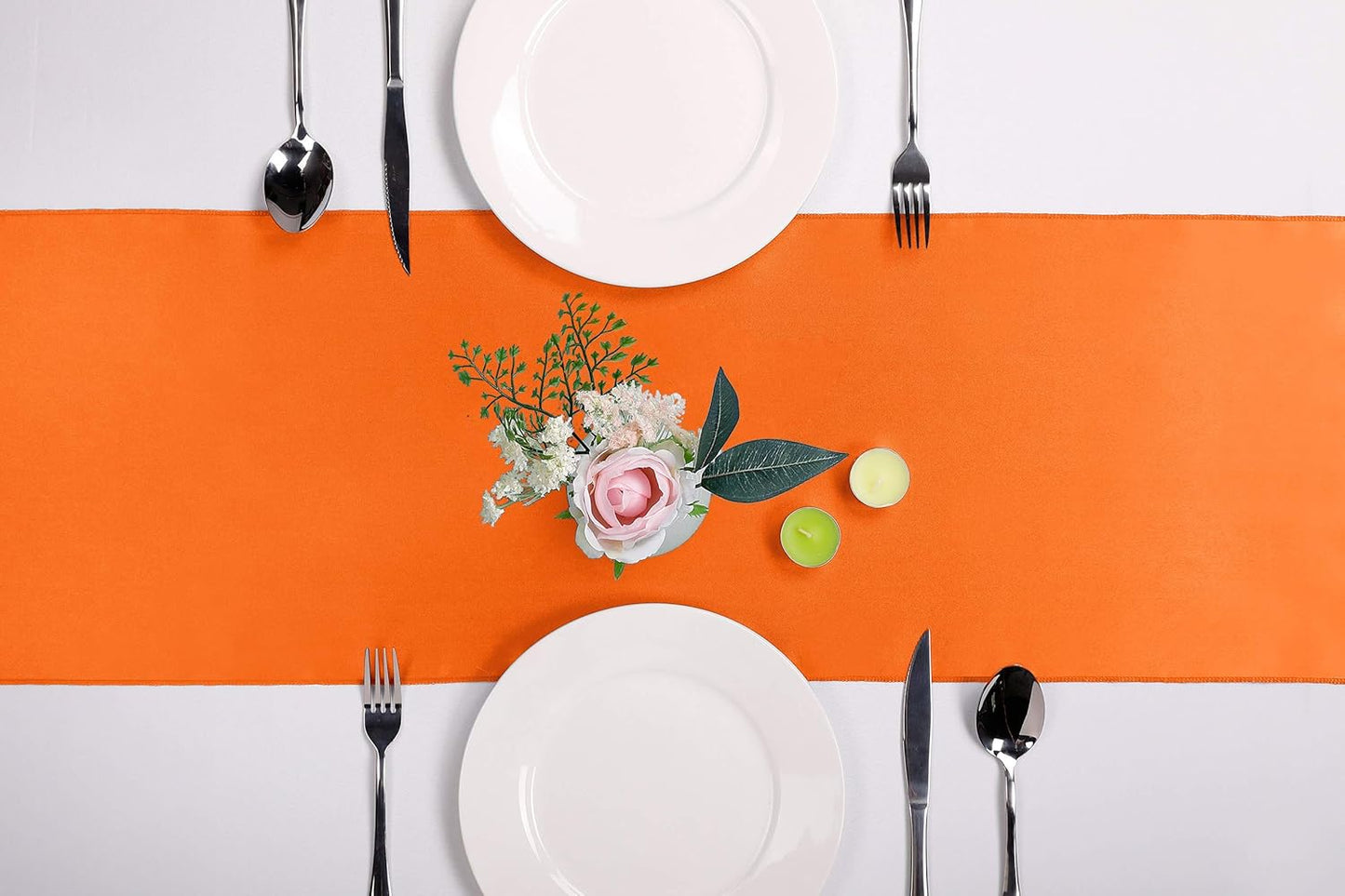 15-Pack Satin Table Runner Orange 12 x 108 inches Long, Table Runners for Wedding, Birthday Parties, Banquets Decorations(15 Pack, 12x108 Inch, Orange)