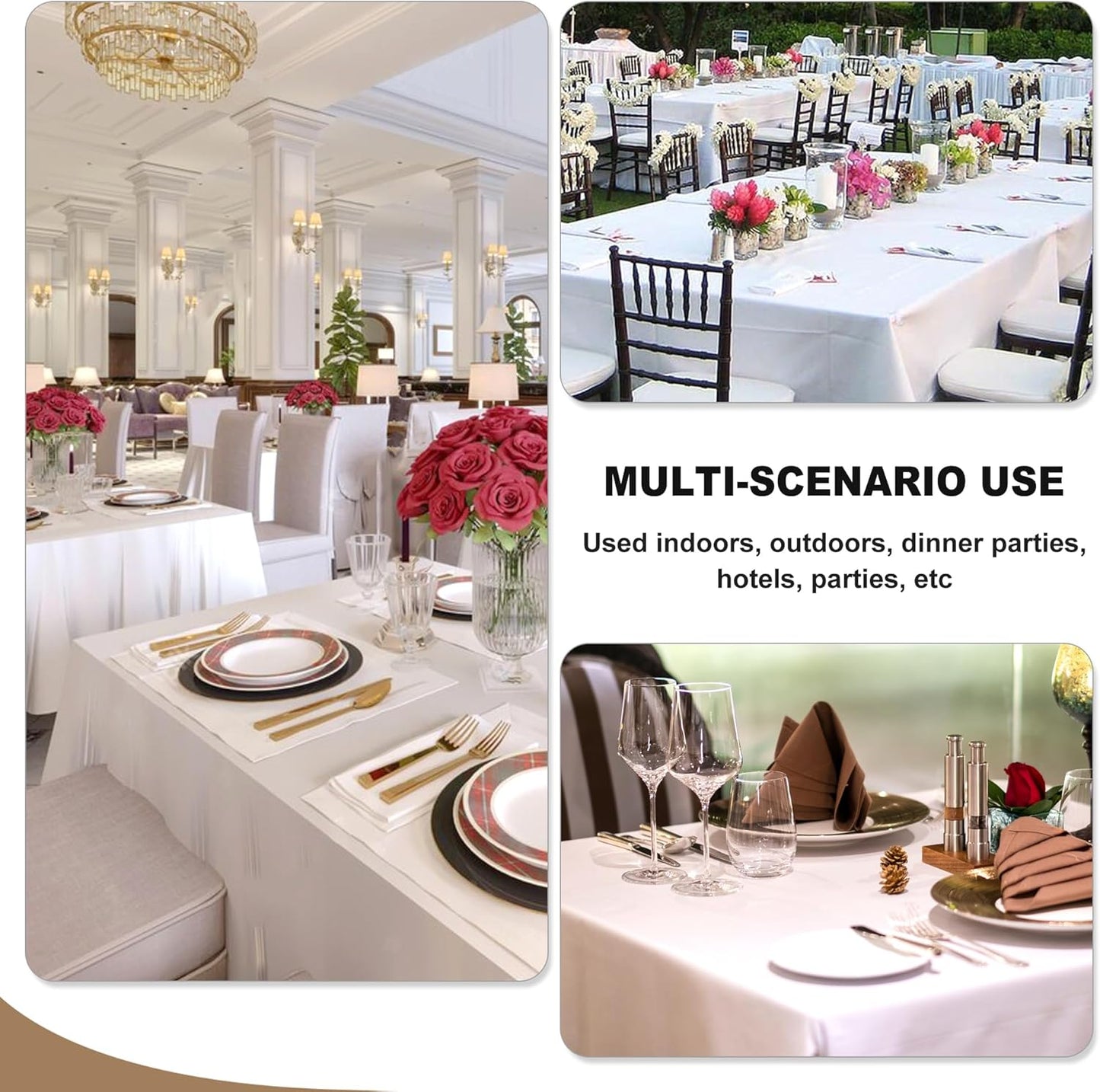 Fitable Ivory Tablecloths for 6-8 Foot Tables, 6 Pack - 70 x 120 Inches - Reusable and Washable Table Clothes, Polyester Fabric Table Covers for Wedding, Party, Banquet