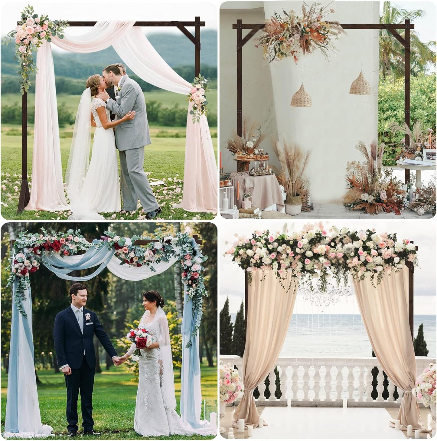 7.2FT Wooden Wedding Arch Square Wood Arches Arbor Backdrop Stand for Ceremony Indoor Outdoor Wedding Party Proposal Scene Garden Beach Forest Rustic Boho Decoration