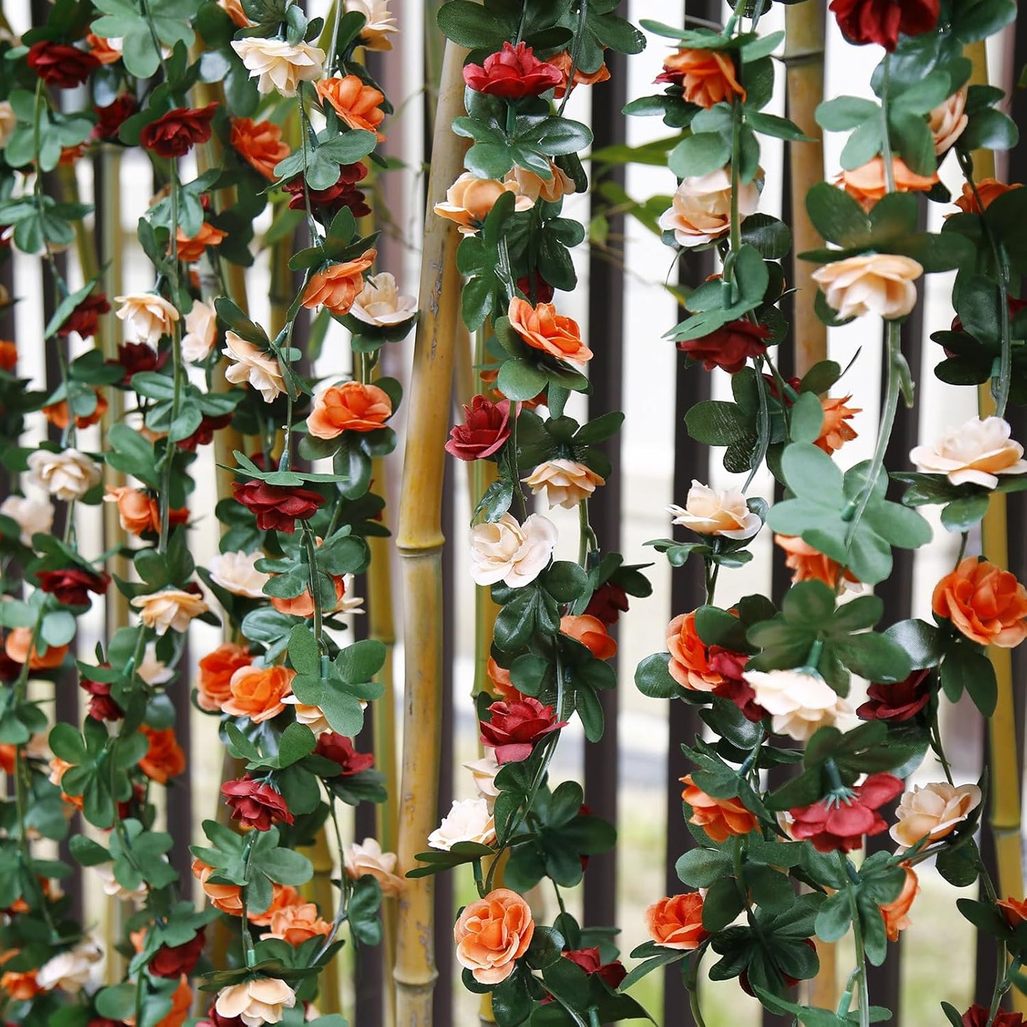 12 PCS 98.4 FT Artificial Flower Garland Rose Garland for Wedding Room Decor(12,Terracotta)