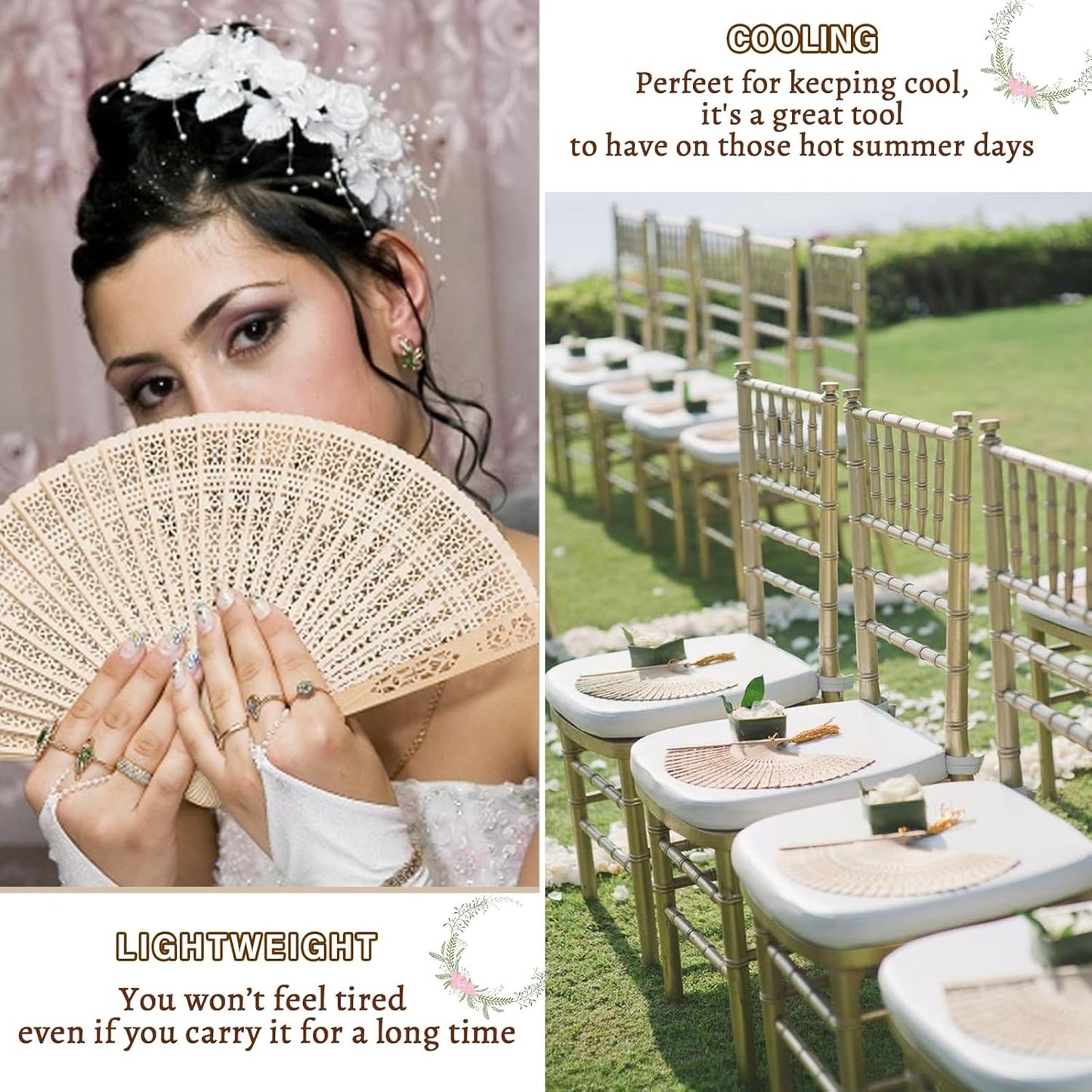50Pcs Custom Wedding Fans for Guests with Text/Logo, Fans for Wedding Guests, Personalized Hand Fans for Party Bridal Shower Wedding Guest Favors (50)