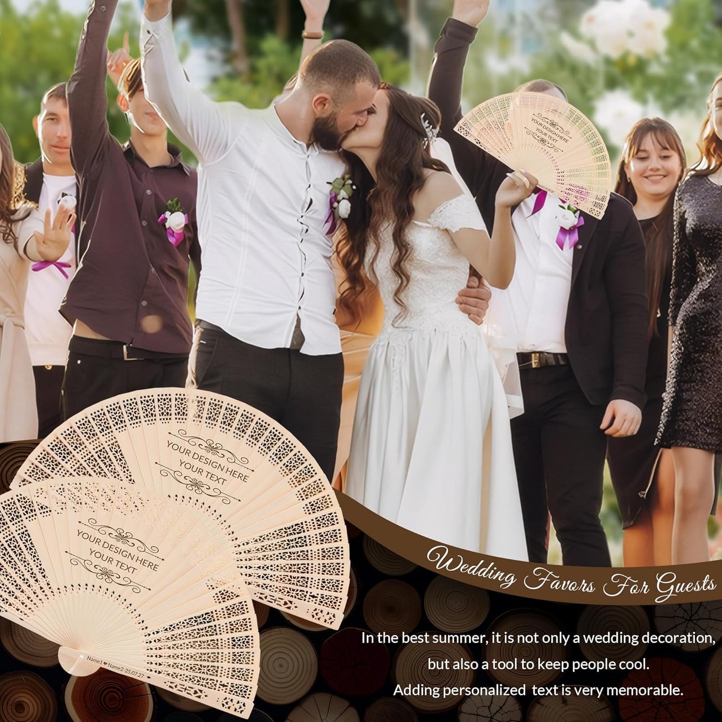 10 PCS Custom Fans Personalized Folding Fans for Line Dancing Wooden Hand Fan Wedding Favors Gift for Guests Personalized Fans for Events