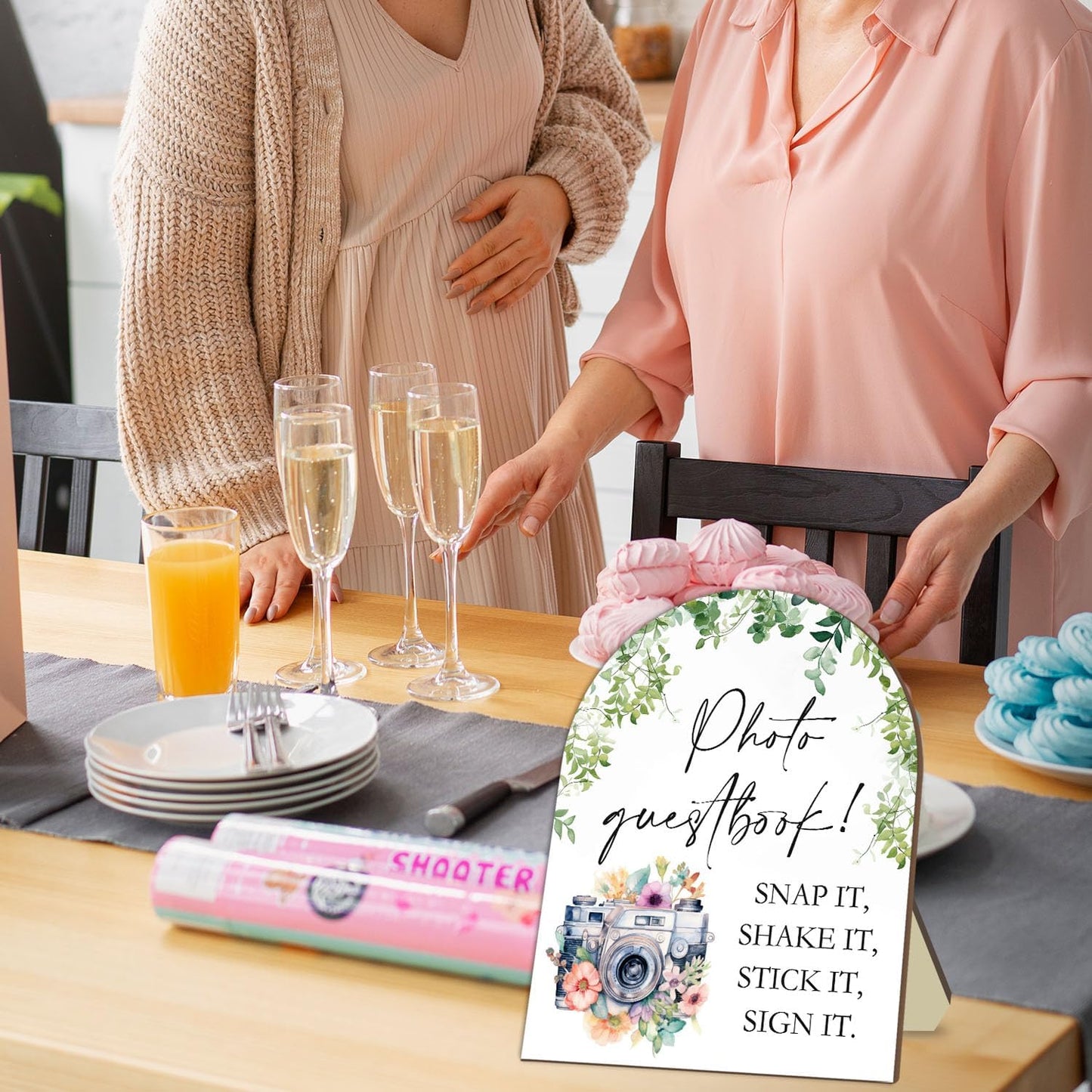 Wedding Photo Theme Desk Decor, Eucalyptus Leaf Decor Party Welcome Sign, Bridal Shower Photo Guestbook Sign, Baby Shower Supplies, Wedding Reception Decor with Stand 8 * 10In