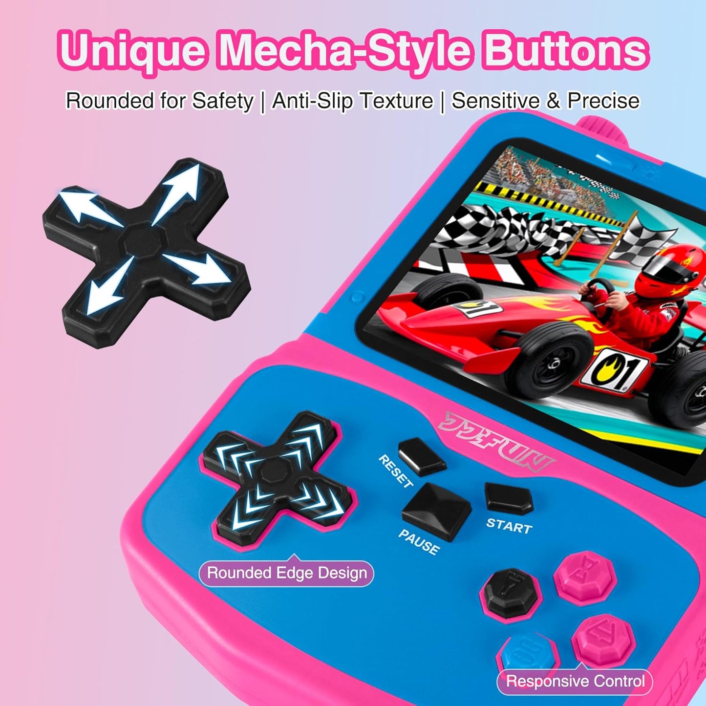 Handheld Game Console for Girls, 220 Retro Games Built-in, 3.5'' HD IPS Screen, Rechargeable Mini Portable Video Game Player for Travel & Car Trips, Gift for Kids (Rose Red)