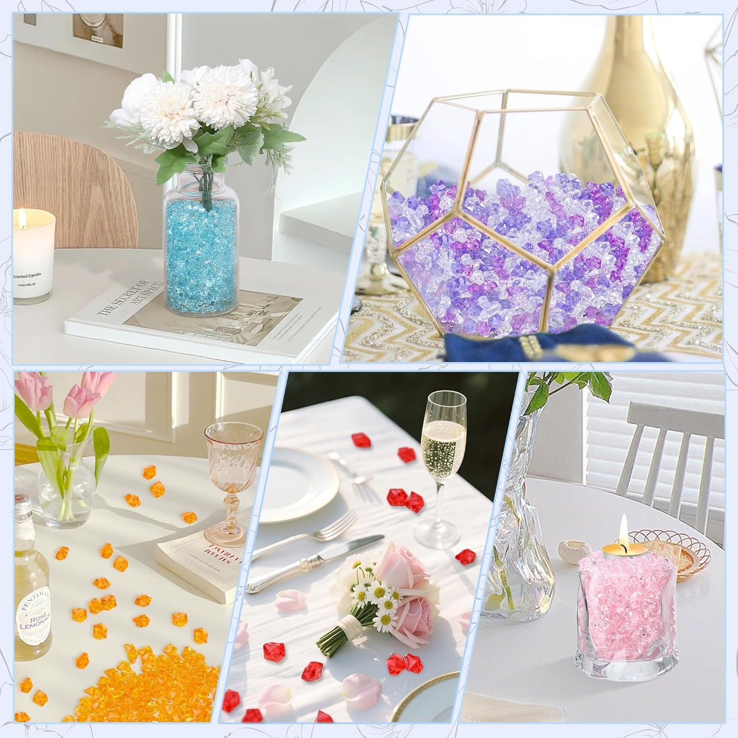 LAIDANLA 500PCS Green Acrylic Gems Vase Fillers for Centerpiece Green Fake Ice Cubes Plastic Diamonds Fake Crushed Rocks DIY Party Table Scatter Prop Wedding Decoration Accessories