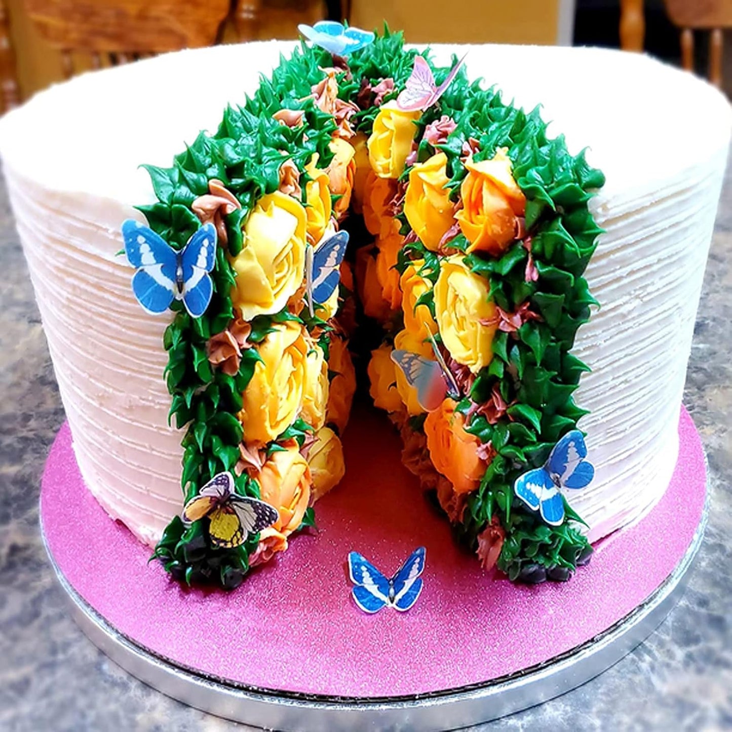 48Pcs Edible Cake Butterfly Decoration Cake Toppers Birthday Party Cupcake Toppers Mixed Size & Colour