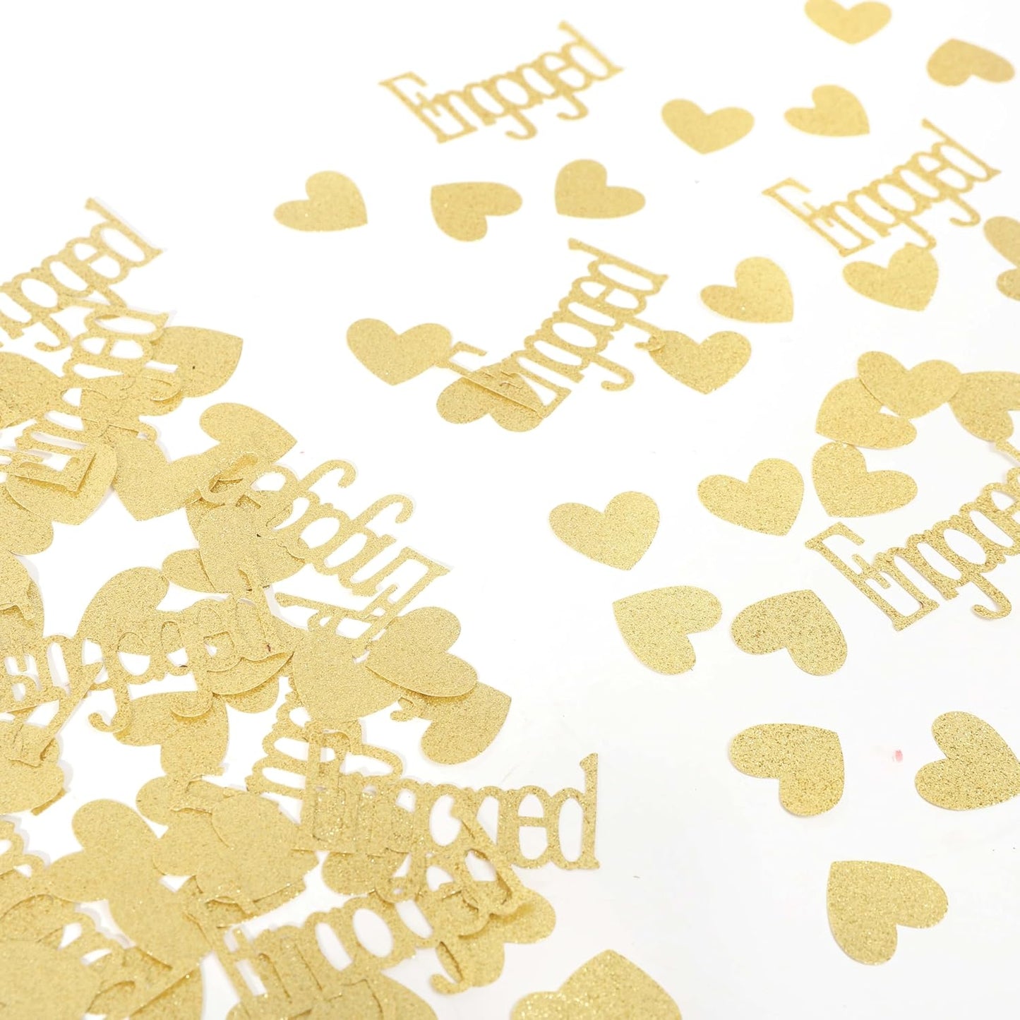 Gold Engagement Confetti With Hearts - Engagement Party Decorations, Bride To Be, Bridal Shower Decor