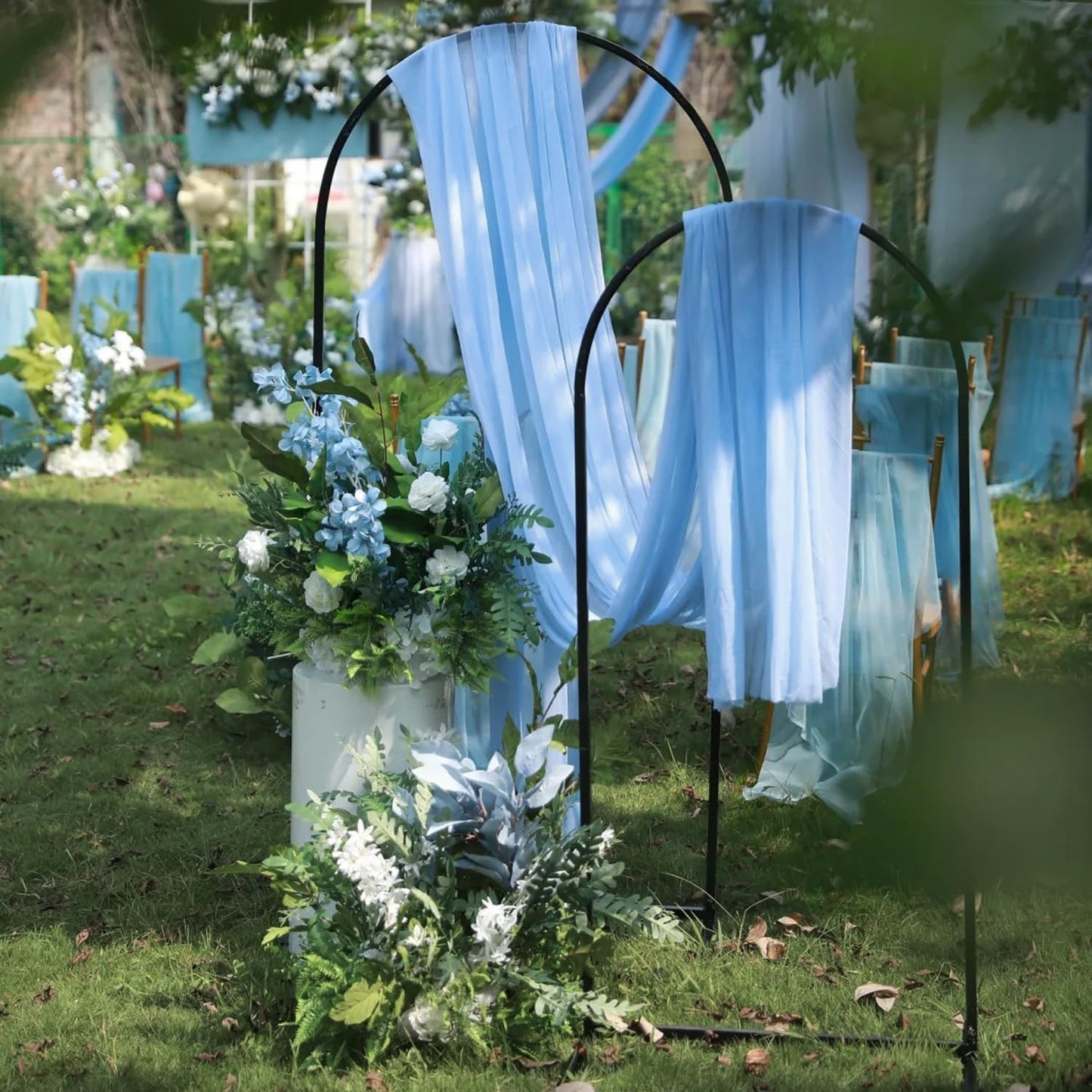 Wokceer Wedding Arch Draping Fabric 28.7" x 20FT Dusty Blue Drapes Sheer Fabric Backdrop Arch Draping Fabric for Wedding Ceremony Birthday Party Bridal Shower Decoration