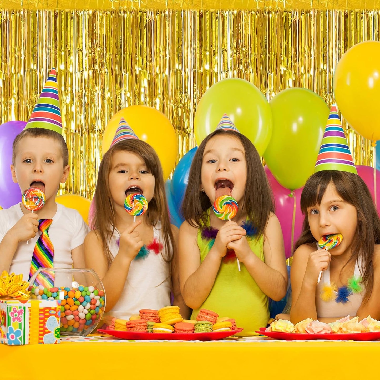 30 Pack Gold Foil Fringe Curtain Backdrop, 3.3x8.2 Feet Metallic Tinsel Streamer Curtains Photo Booth Props for Birthday/Wedding/Graduation/Baby Shower/Christmas/New Year/Disco Party Decorations