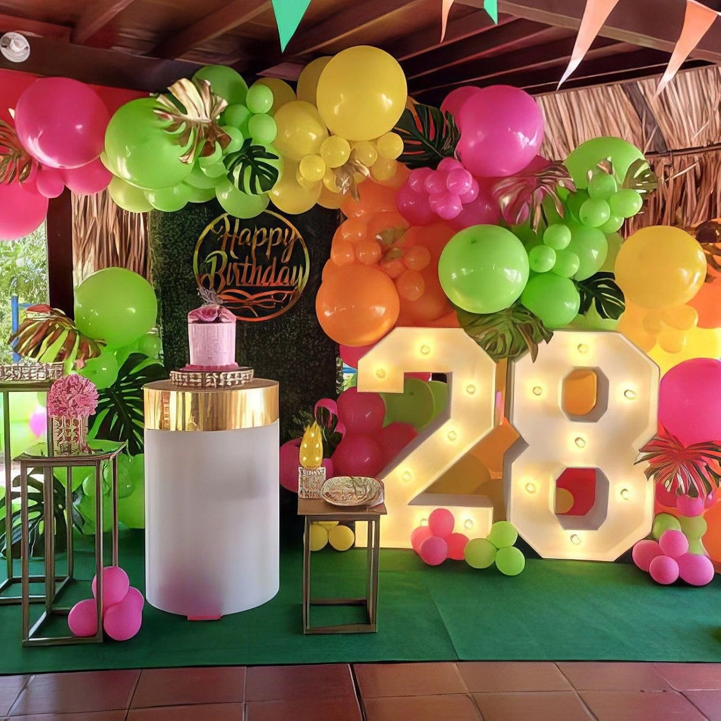 Rainbow Balloons, 50Pcs 12 Inches Yellow Orange Hot Pink Lime Green Neon Balloons Multicolor for Kids Colorful Rainbow Birthday Tropical Pool Party Supplies Baby Shower Backdrop Decorations