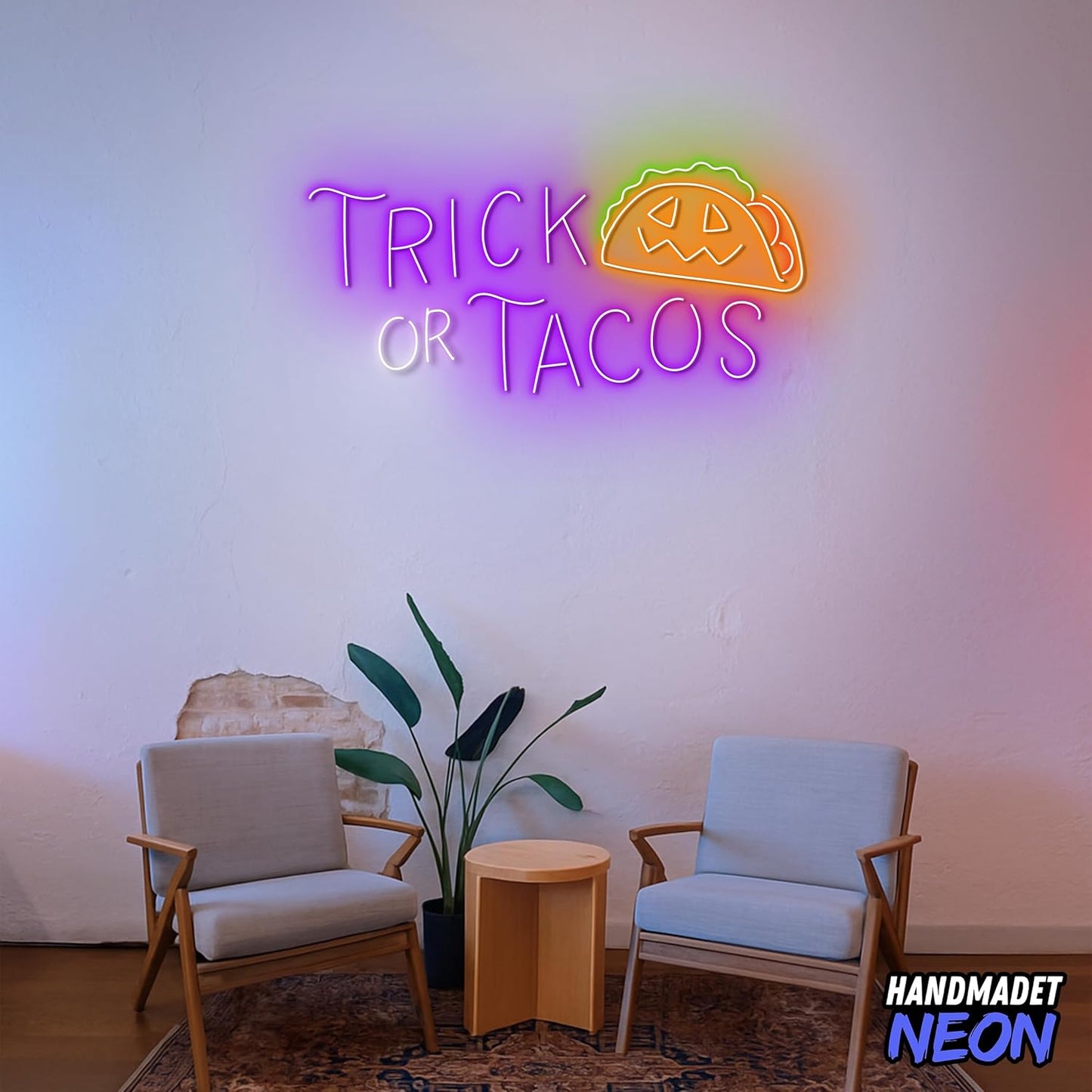 Personalized Trick Or Tacos Halloween Neon Sign Accessories, Custom Restaurant Food Decor Led Light, Funny Decorative Wall Art Lights Signs, Gifts For Friends, Kids, Restaurateur