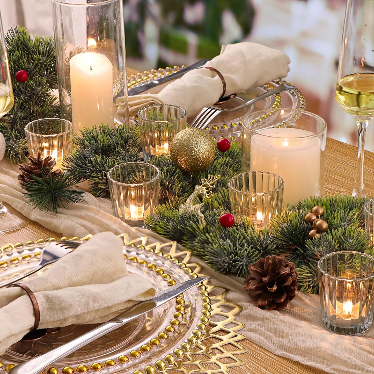 24pcs Vintage Ribbed Votive Candle Holders, Glass Candle Holder for Wedding Table Decor, Tea Lights Candle Holder for Table Centerpiece, Christmas, Holiday Decor